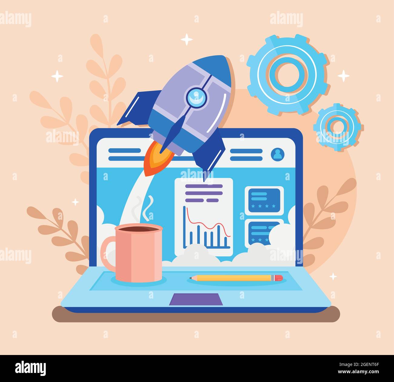 laptop and rocket launcher Stock Vector Image & Art - Alamy