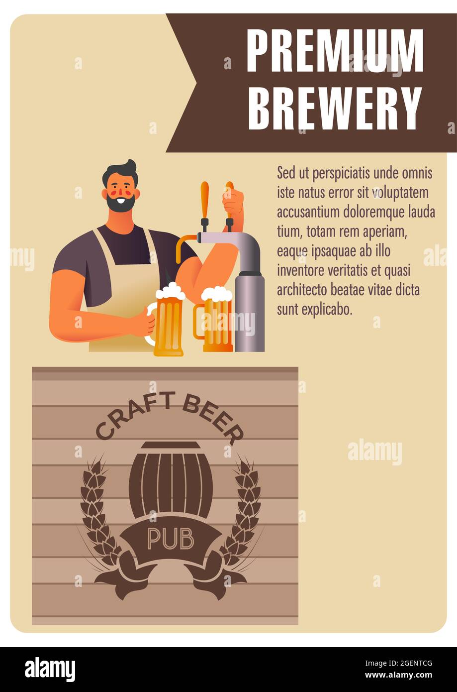 Premium brewery, craft beer, flavor and taste Stock Vector