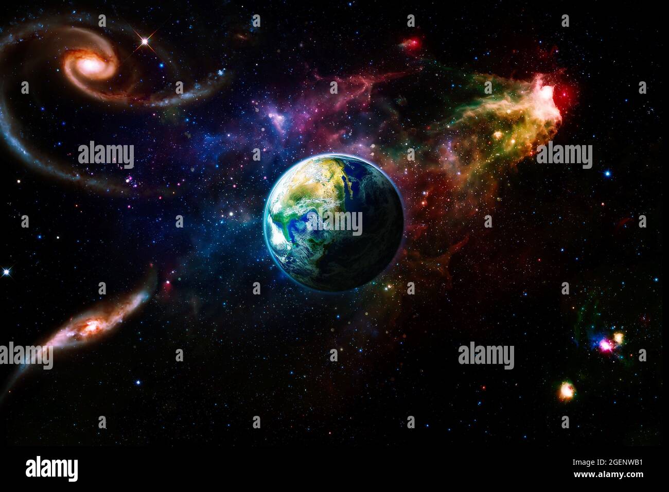 Planet Earth in dark outer space. View of the earth from the moon ...