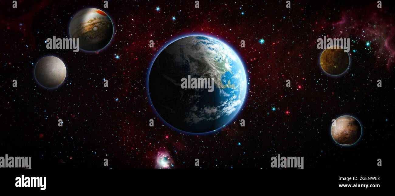 Planet Earth in dark outer space. View of the earth from the moon ...