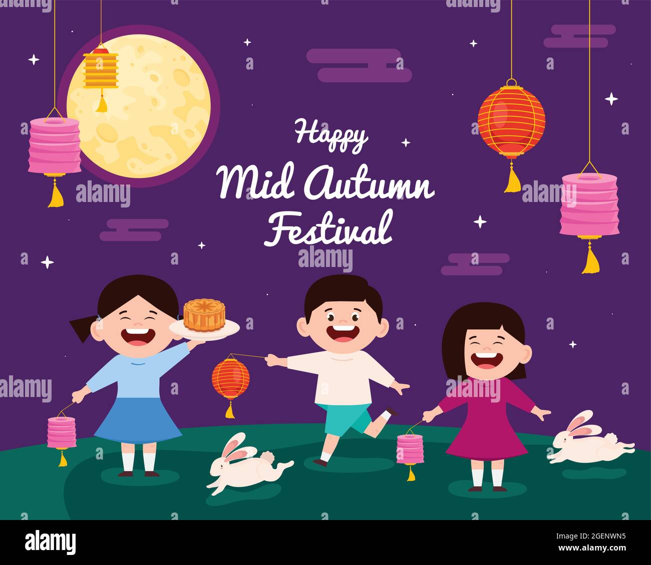 mid autumn night scene Stock Vector Image & Art - Alamy