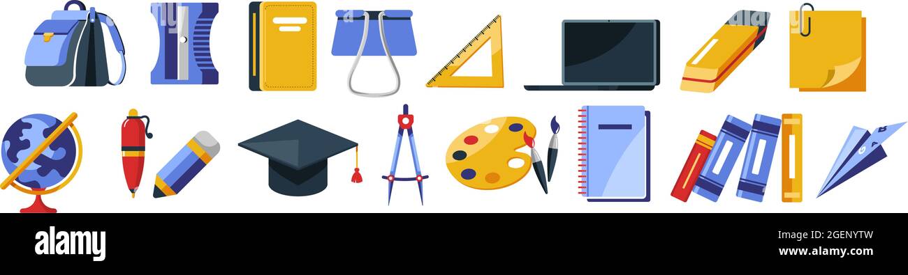 School university supplies studying and classes Stock Vector