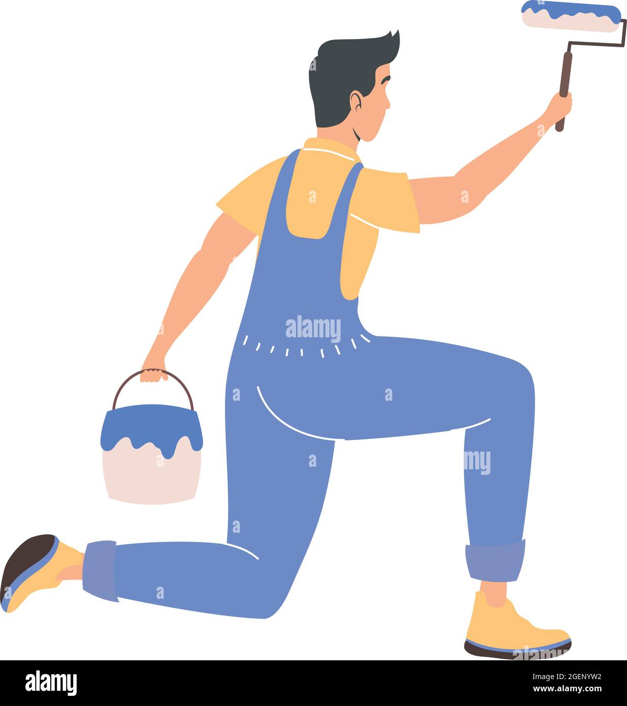 man painting with roller character Stock Vector Image & Art - Alamy