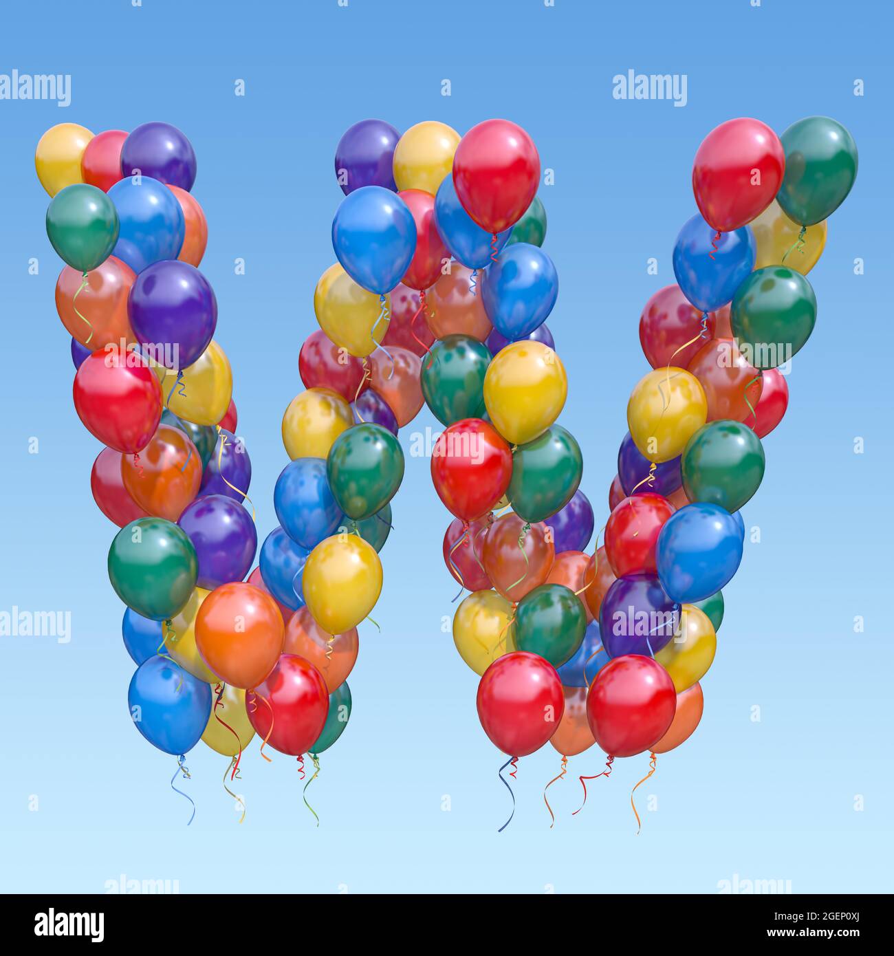 Letter W from balloons in the sky. Text letter for holiday, birthday ...