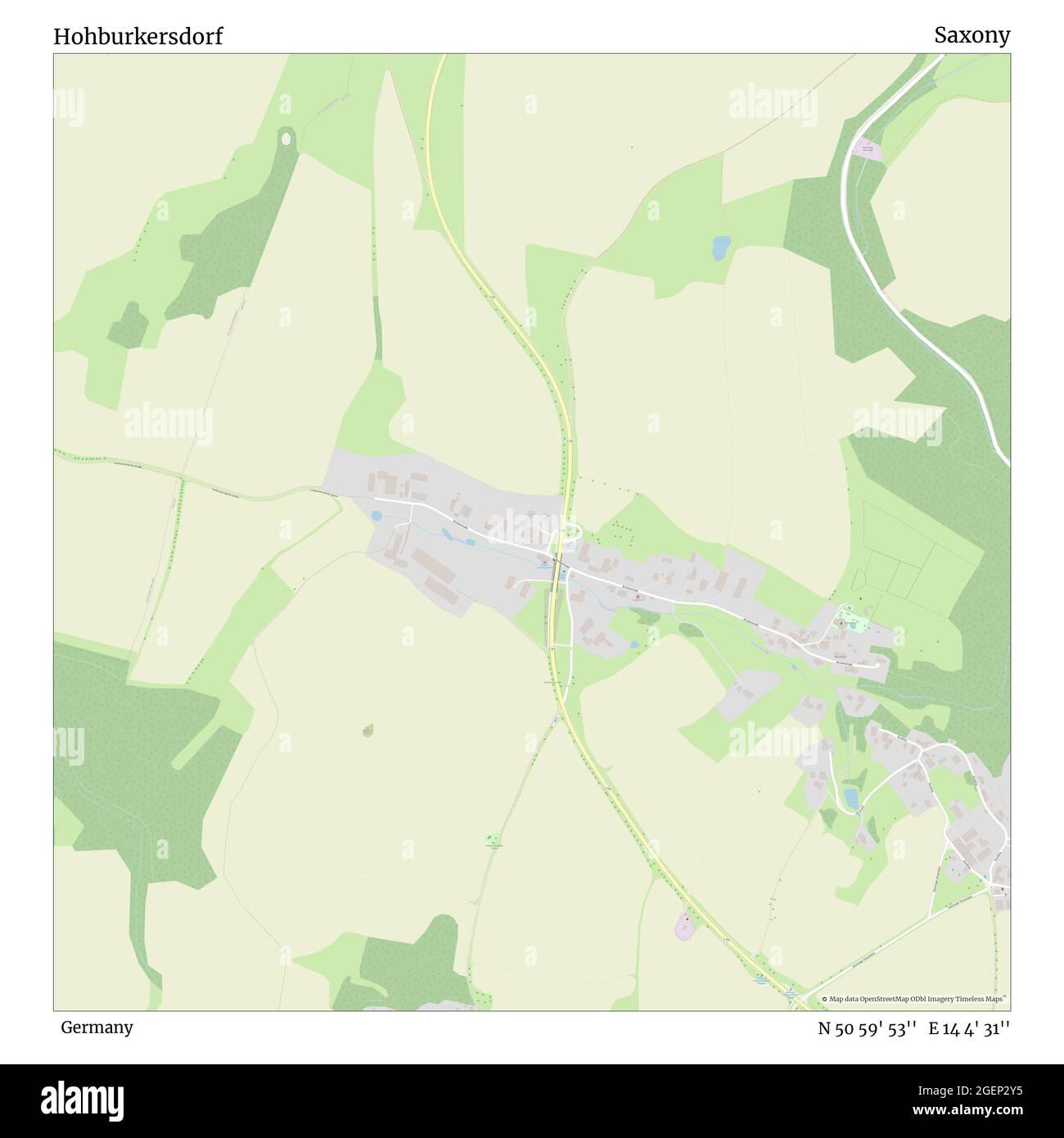 Hohburkersdorf, Germany, Saxony, N 50 59' 53'', E 14 4' 31'', map, Timeless Map published in 2021. Travelers, explorers and adventurers like Florence Nightingale, David Livingstone, Ernest Shackleton, Lewis and Clark and Sherlock Holmes relied on maps to plan travels to the world's most remote corners, Timeless Maps is mapping most locations on the globe, showing the achievement of great dreams Stock Photo