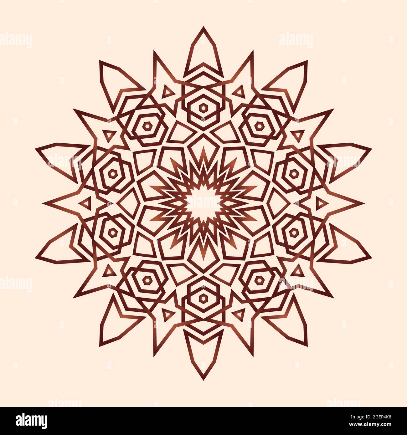 Elegant golden brown lineart mandala pattern. Decorative vector illustration Stock Vector