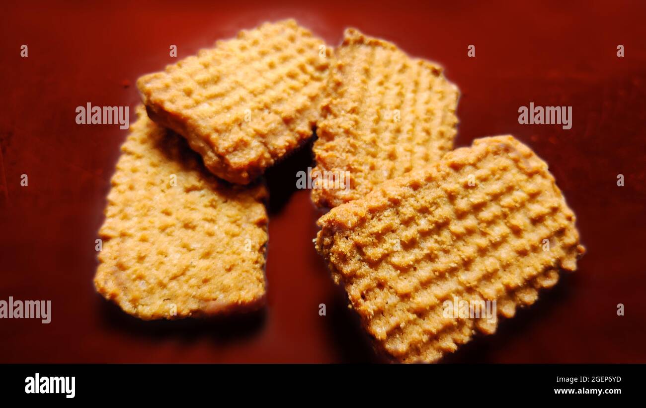 Wheat (Atta) biscuit, cookies, white flour biscuit. Indian biscuits popularly known as Chai