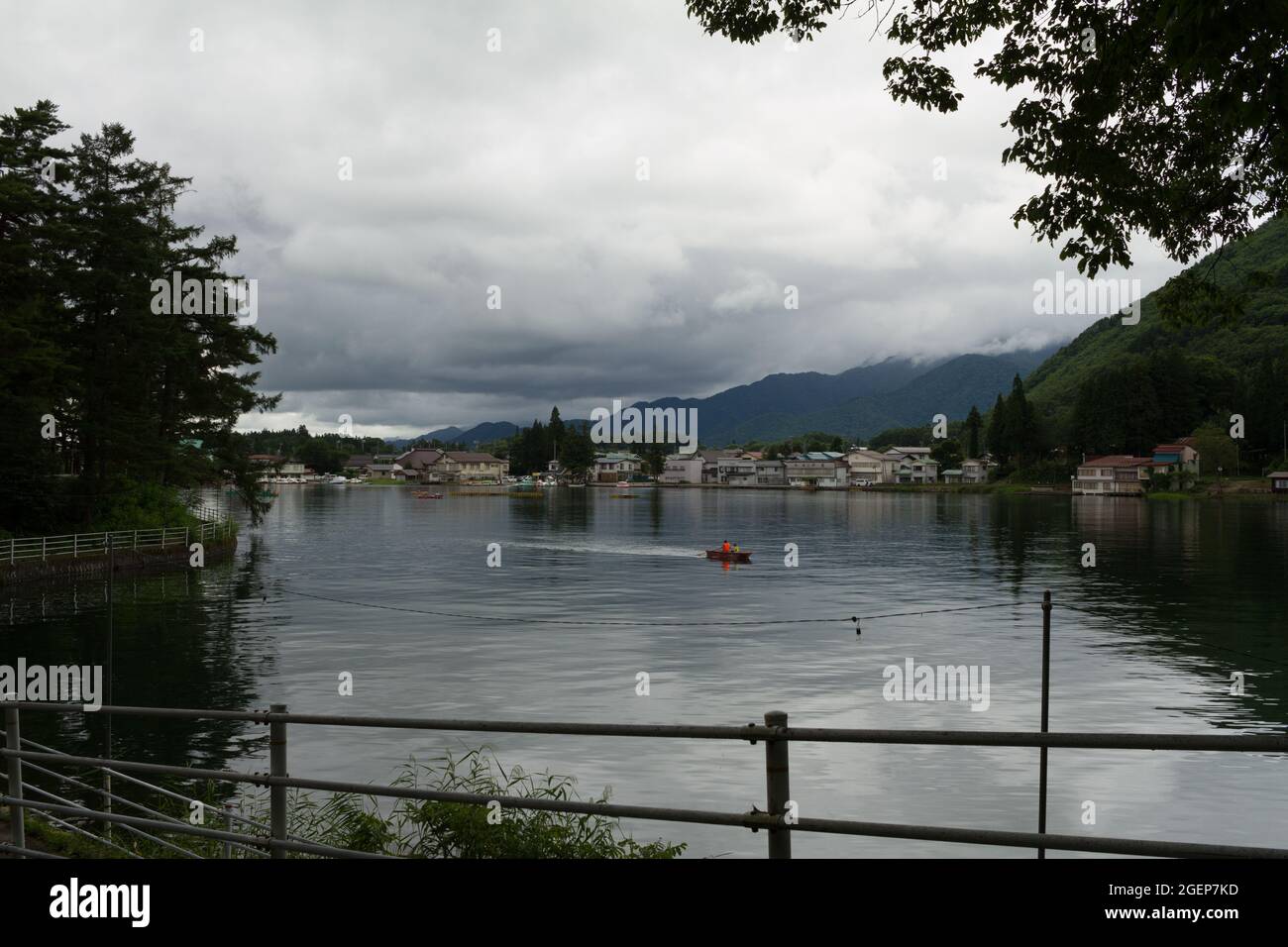 Omachi, Nagano, Japan, 2021-16-08 , kisaki lake in the city of Omachi, Nagano, Japan. Stock Photo