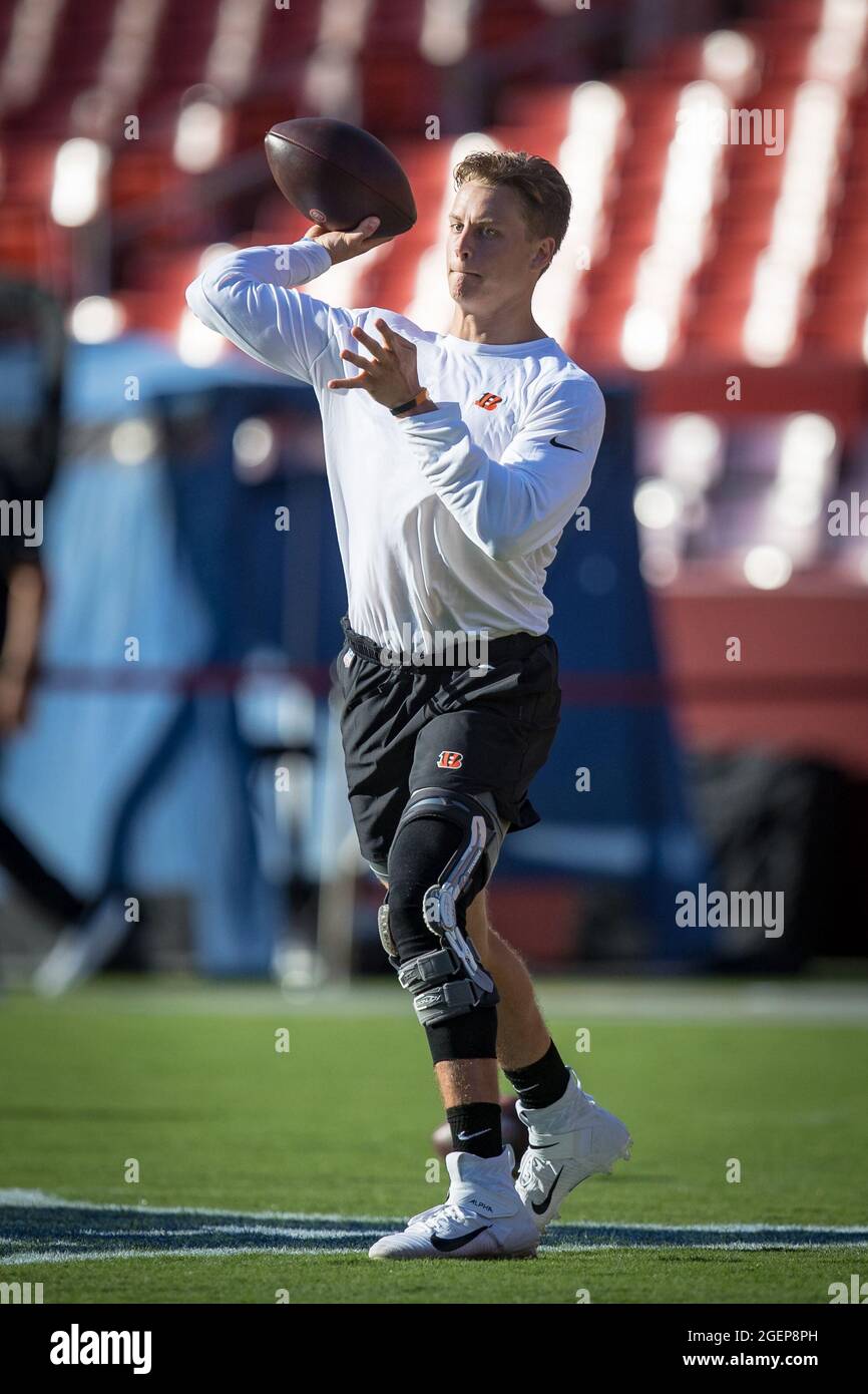 Maryland, USA. 20th Aug, 2021. August 20, 2021: Cincinnati Bengals wide  receiver Ja'Marr Chase (1) warms up before the NFL preseason game between  the Cincinnati Bengals and the Washington Football Team at