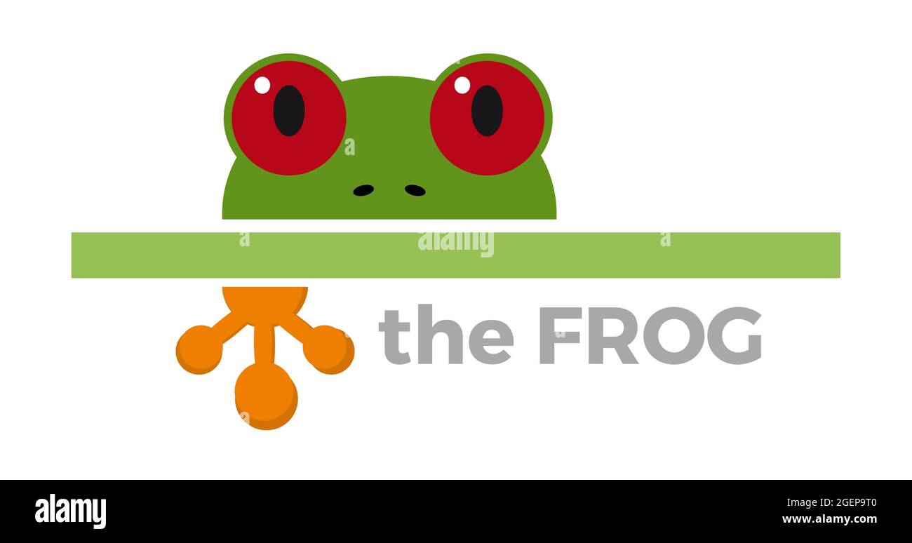 Vector logo of a green frog with orange ramp Stock Vector