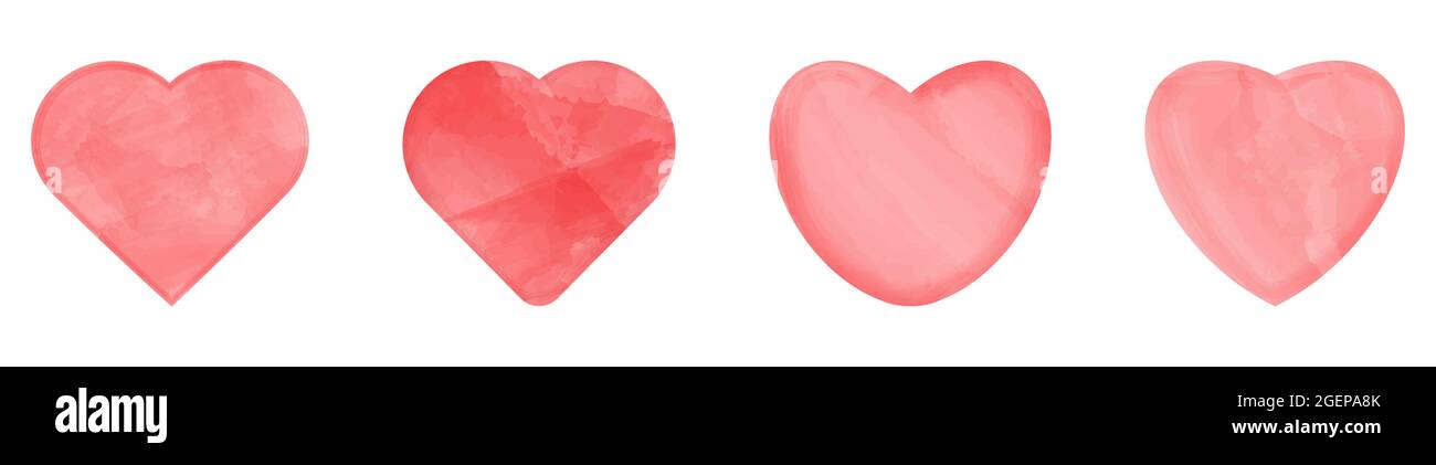 Set of Watercolor Hearts. Vector Illustration Isolated on White ...
