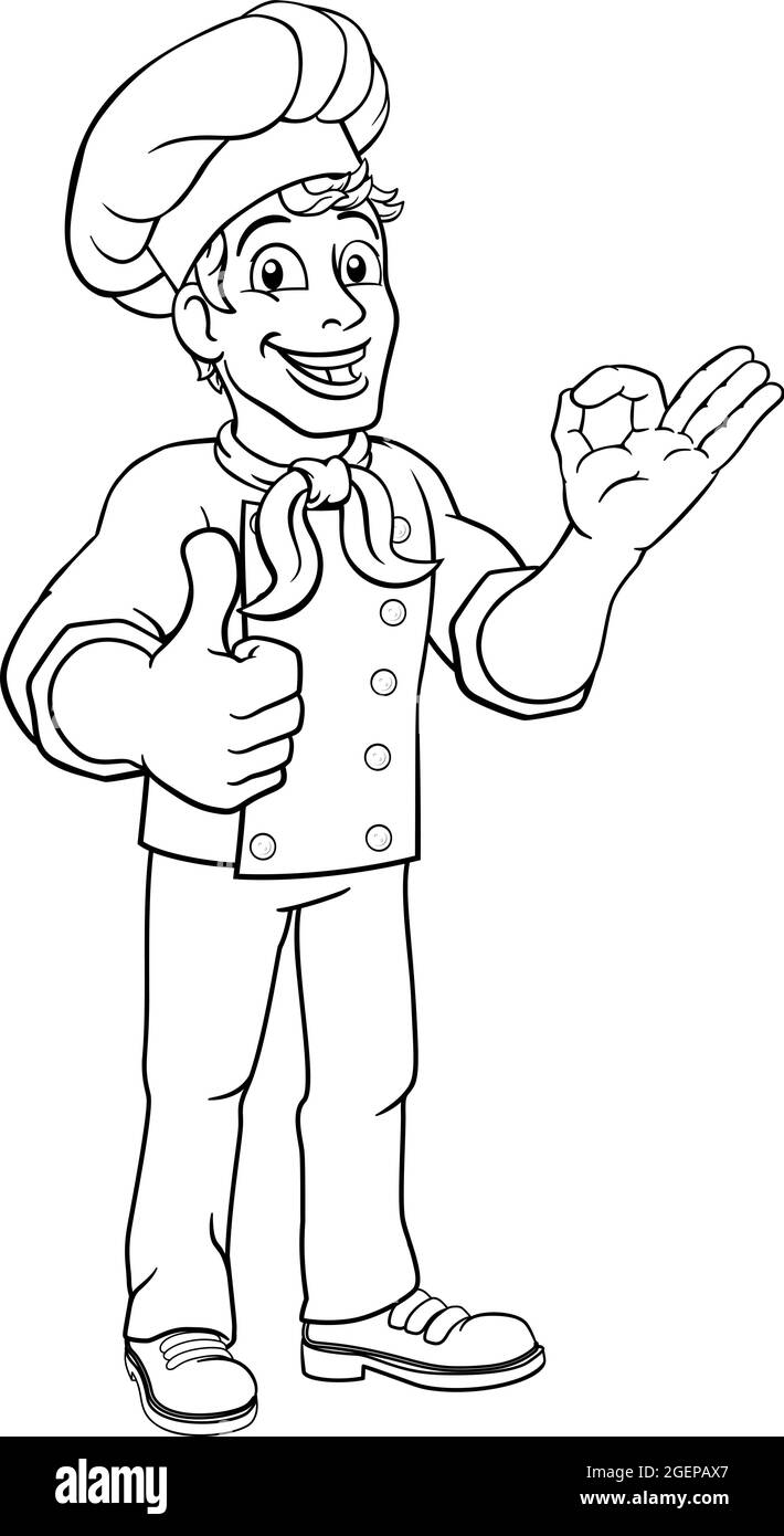 Chef Cook Baker Man Cartoon Giving Thumbs Up Stock Vector