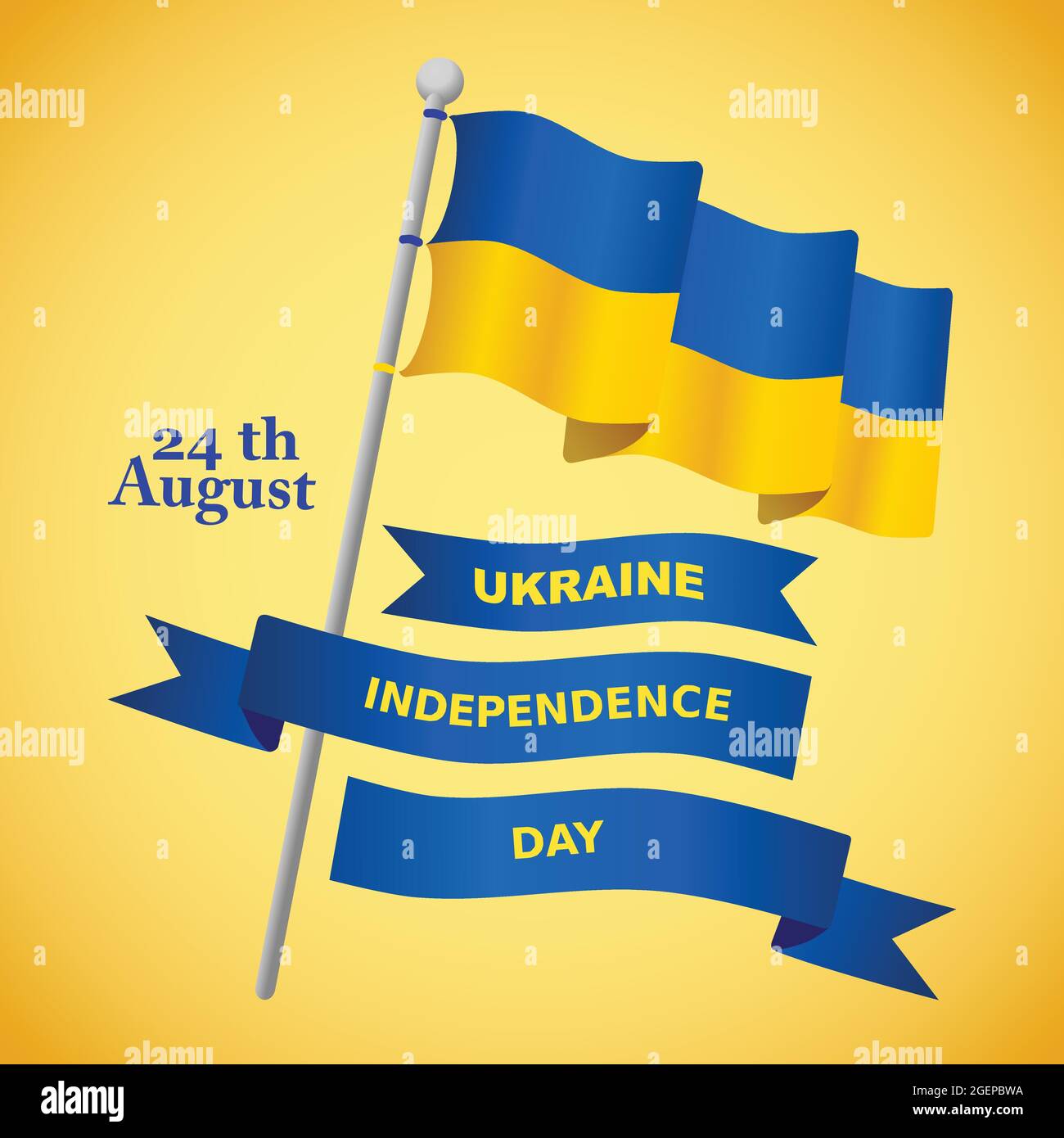 ukraine independence day vector illustration with one flag and ribbon To commemorate the most important day in Ukraine on 24 august Stock Vector