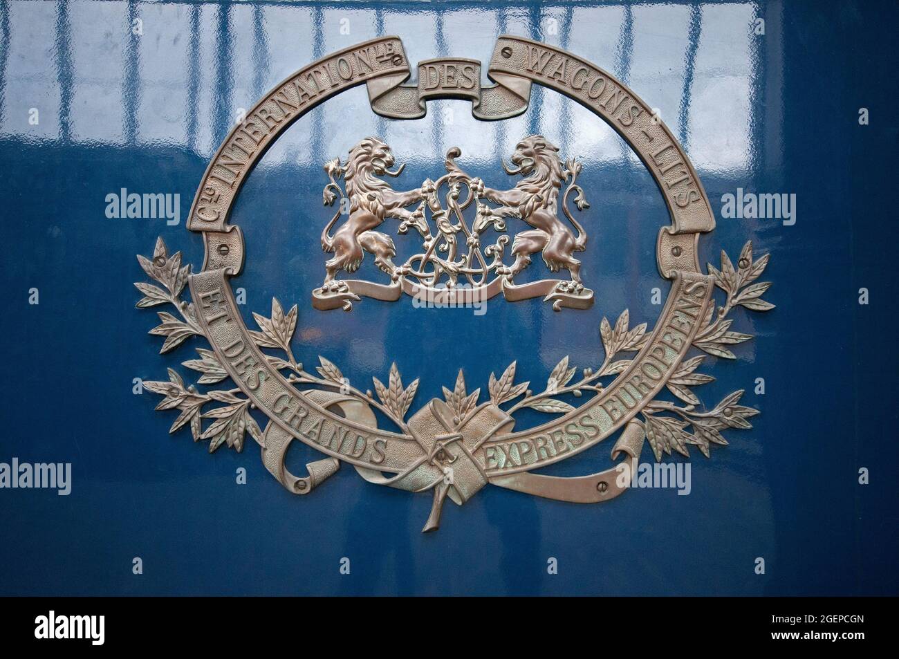 Emblem on the train of the Compagnie Internationale des Wagons-Lits (1943),  Spoorwegmuseum, Utrecht, Netherlands Stock Photo - Alamy