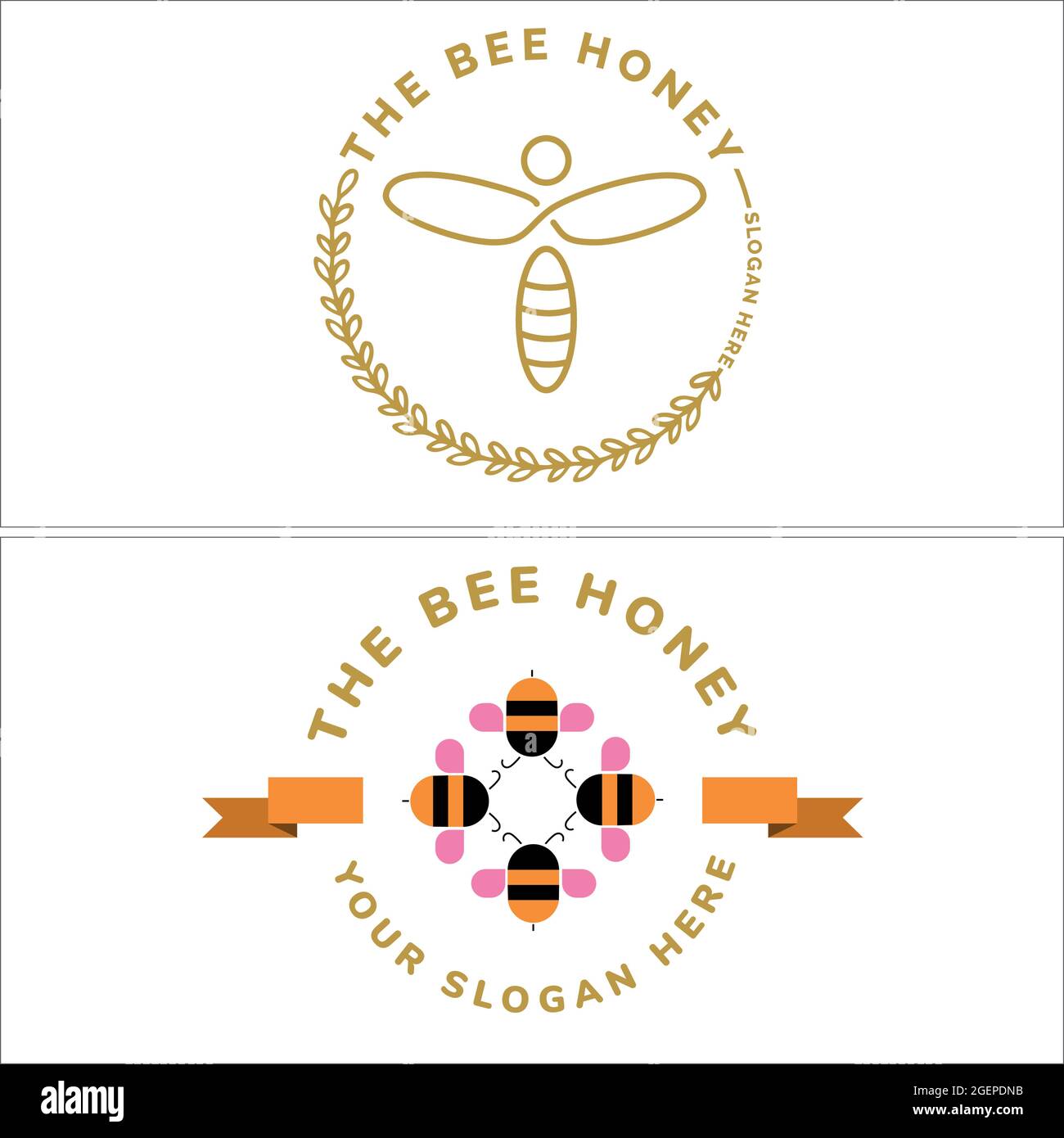 Design logo label bee cute small illustration vector Stock Vector