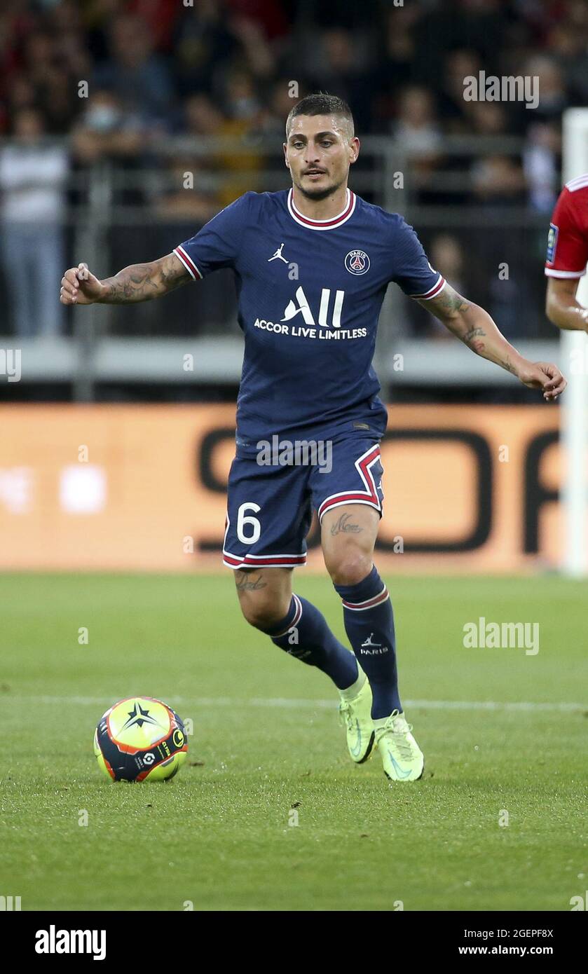 Brest, France. 20th Aug, 2021. Marco Verratti of PSG during the French  championship Ligue 1 football match between Stade Brestois 29 and Paris  Saint-Germain (PSG) on August 20, 2021 at Stade Francis