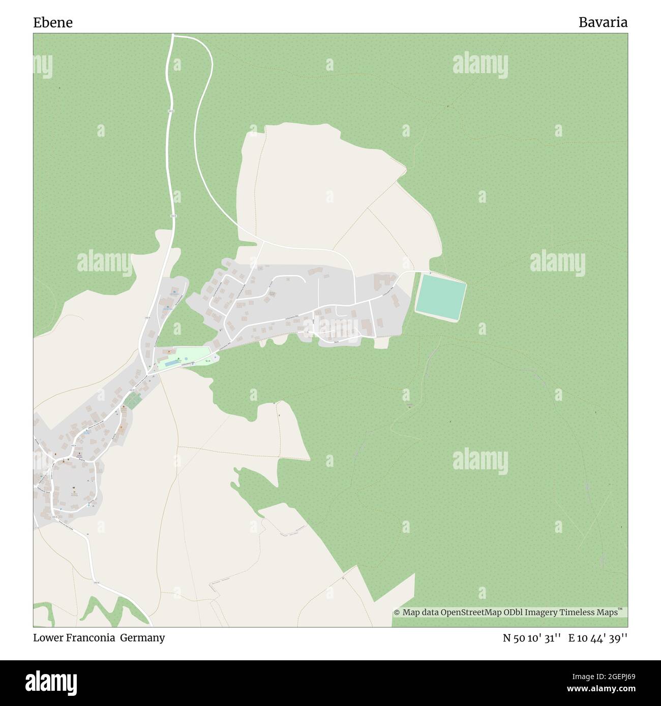 Ebene, Lower Franconia, Germany, Bavaria, N 50 10' 31'', E 10 44' 39'', map, Timeless Map published in 2021. Travelers, explorers and adventurers like Florence Nightingale, David Livingstone, Ernest Shackleton, Lewis and Clark and Sherlock Holmes relied on maps to plan travels to the world's most remote corners, Timeless Maps is mapping most locations on the globe, showing the achievement of great dreams Stock Photo