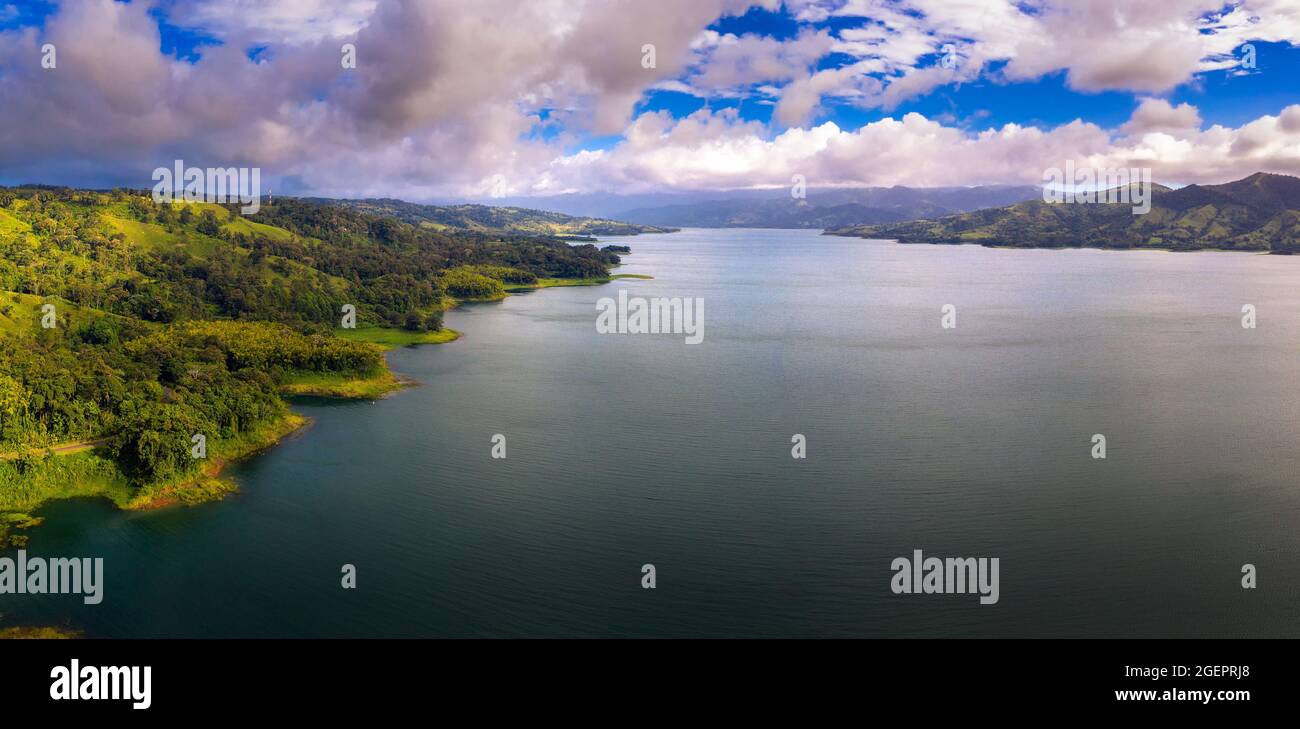 Aerial panorama of Lake Arenal in Costa Rica Stock Photo