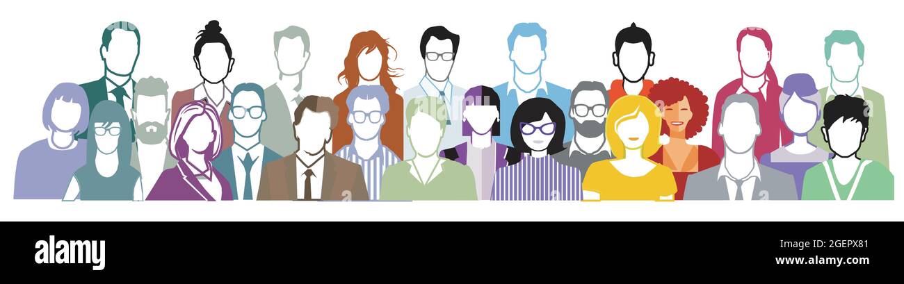Group of people portrait, team group isolated - vector illustration ...
