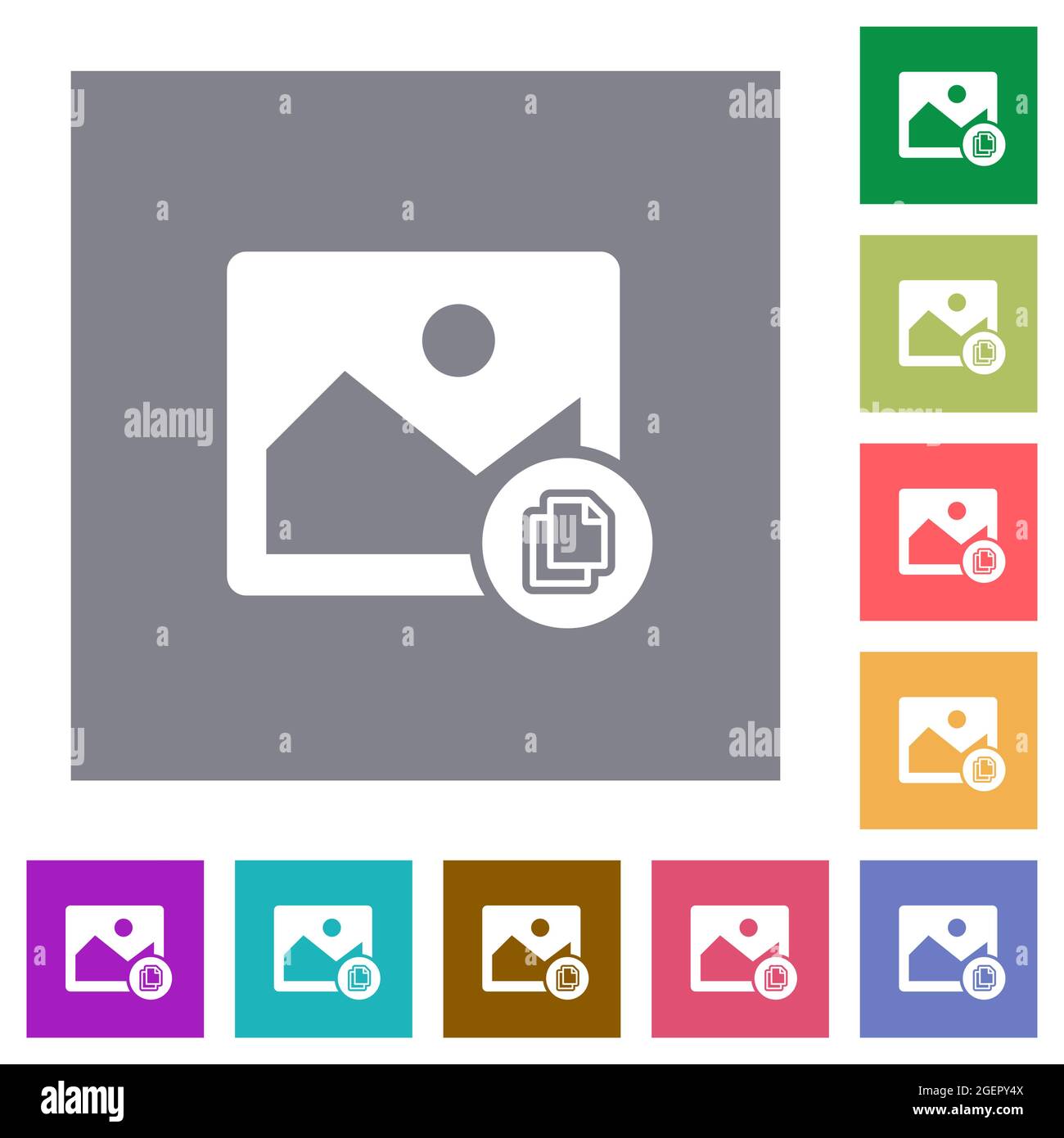Copy image flat icons on simple color square backgrounds Stock Vector ...
