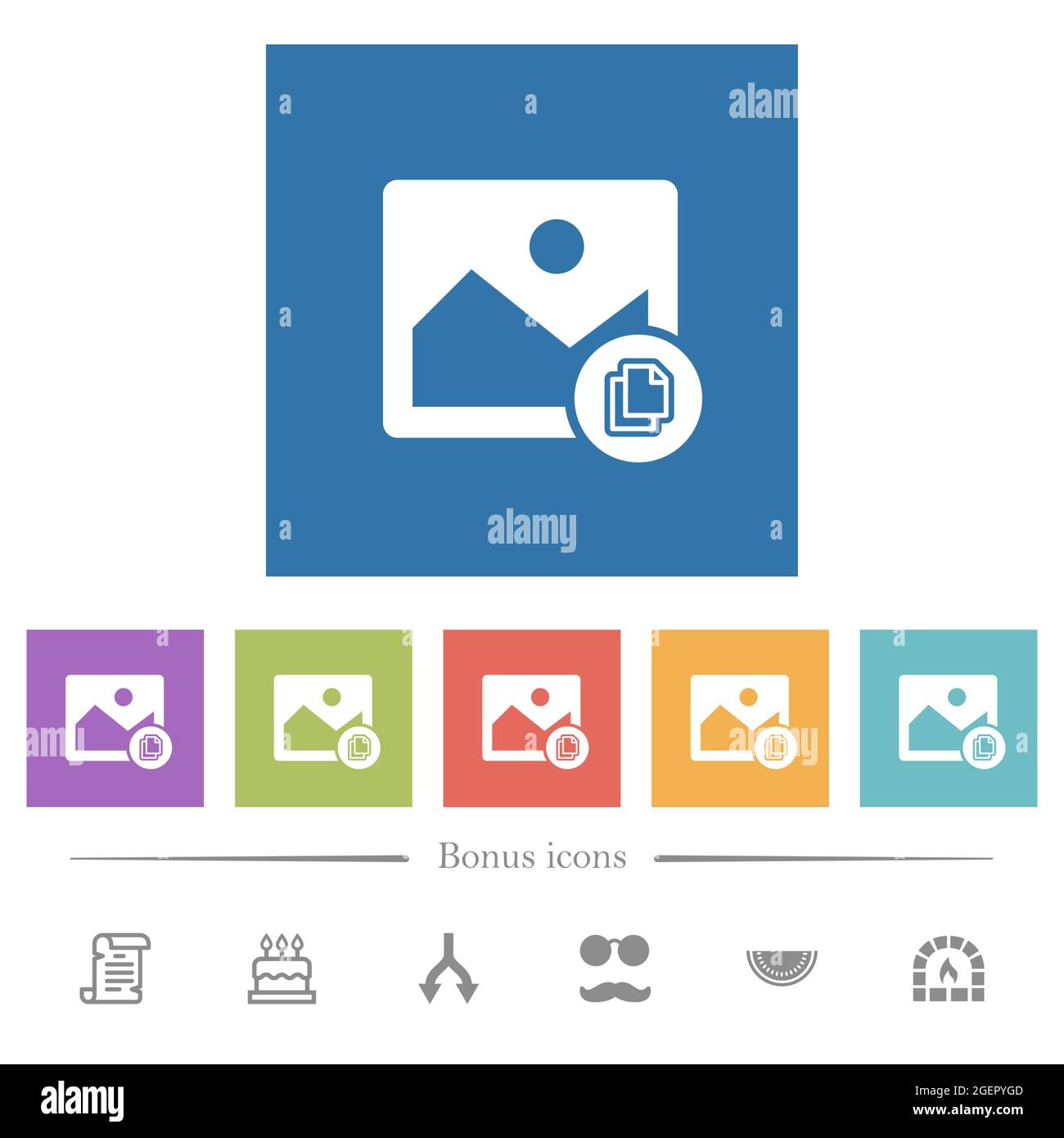 Copy image flat white icons in square backgrounds. 6 bonus icons ...