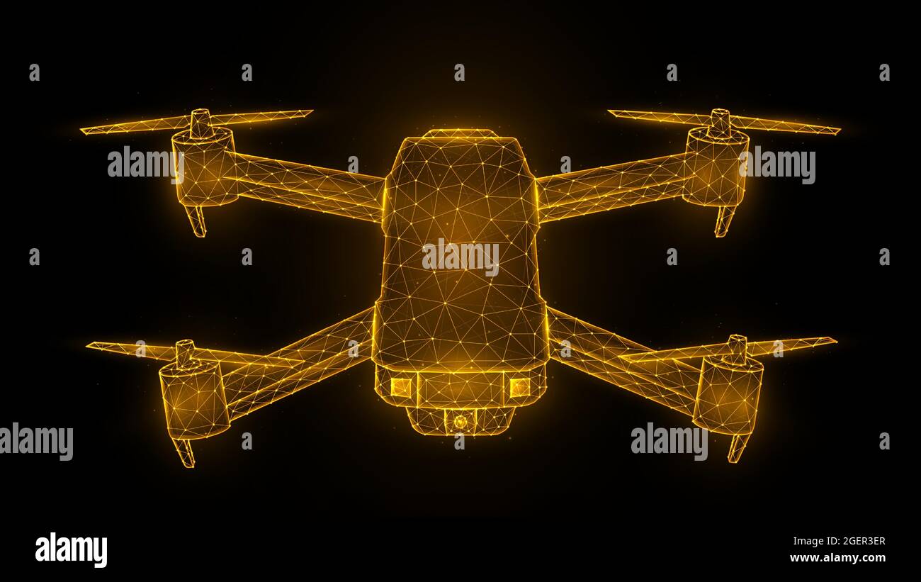 Quadcopter low poly design, drone polygonal vector illustration. Unmanned aerial vehicle concept