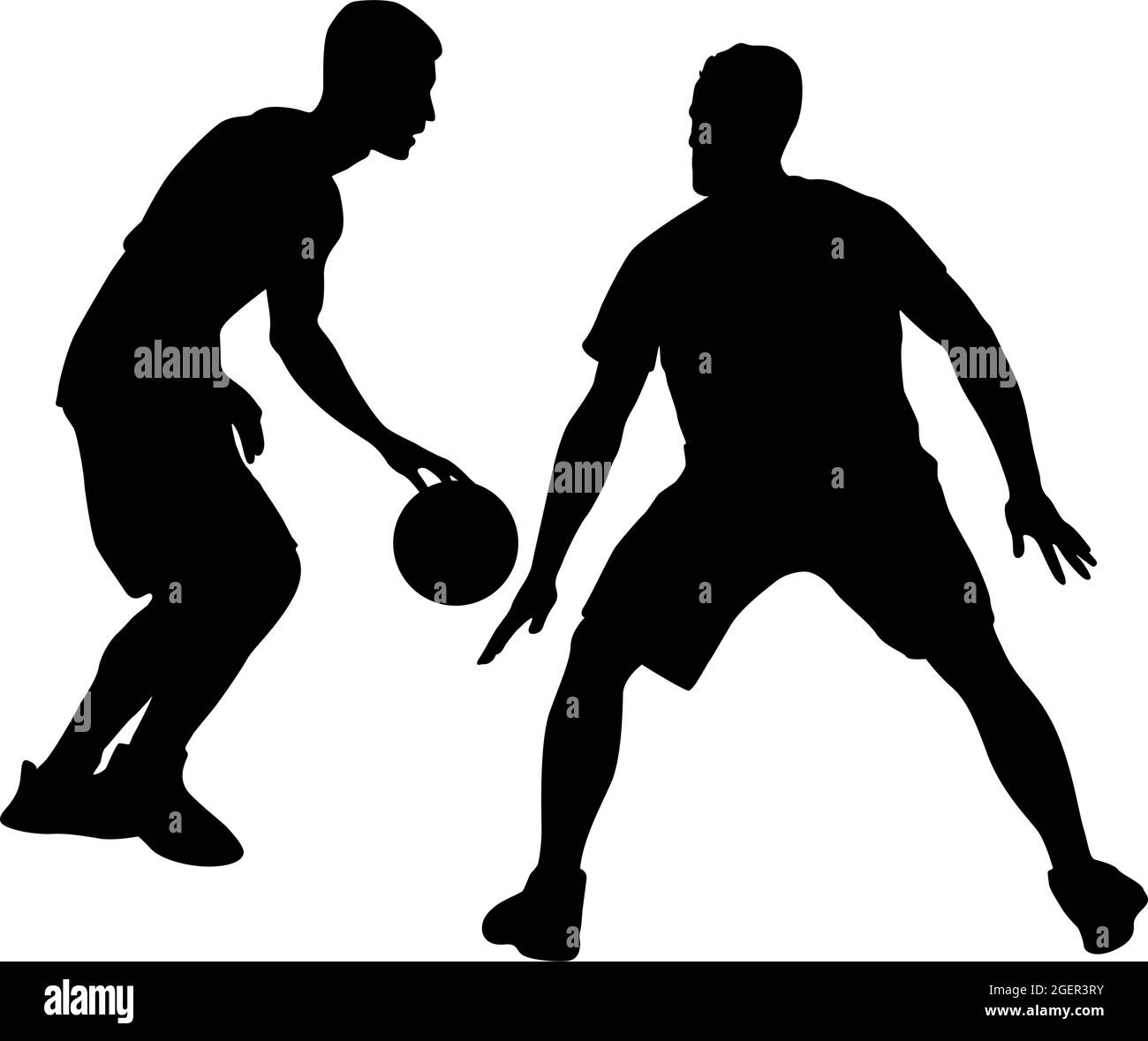 Silhouette of a basketball player on a white background. Stock Vector