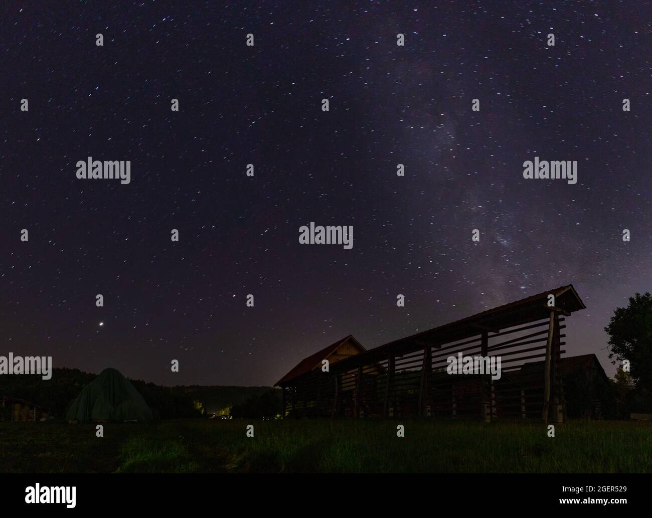 A picture of the starry sky and the milky way taken on the countryside ...