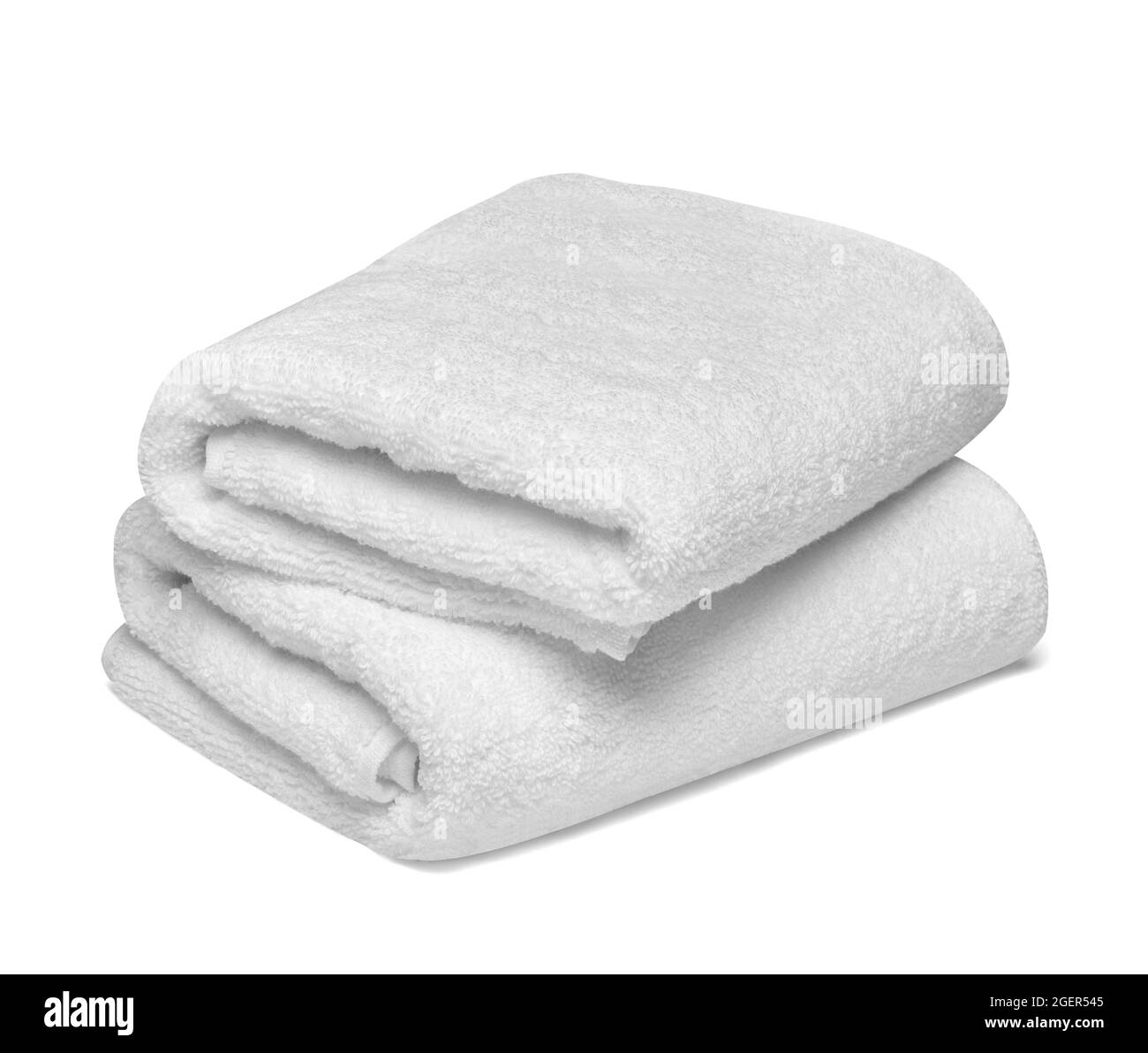 close up of a stack of white towels bathroom on white background Stock Photo Alamy