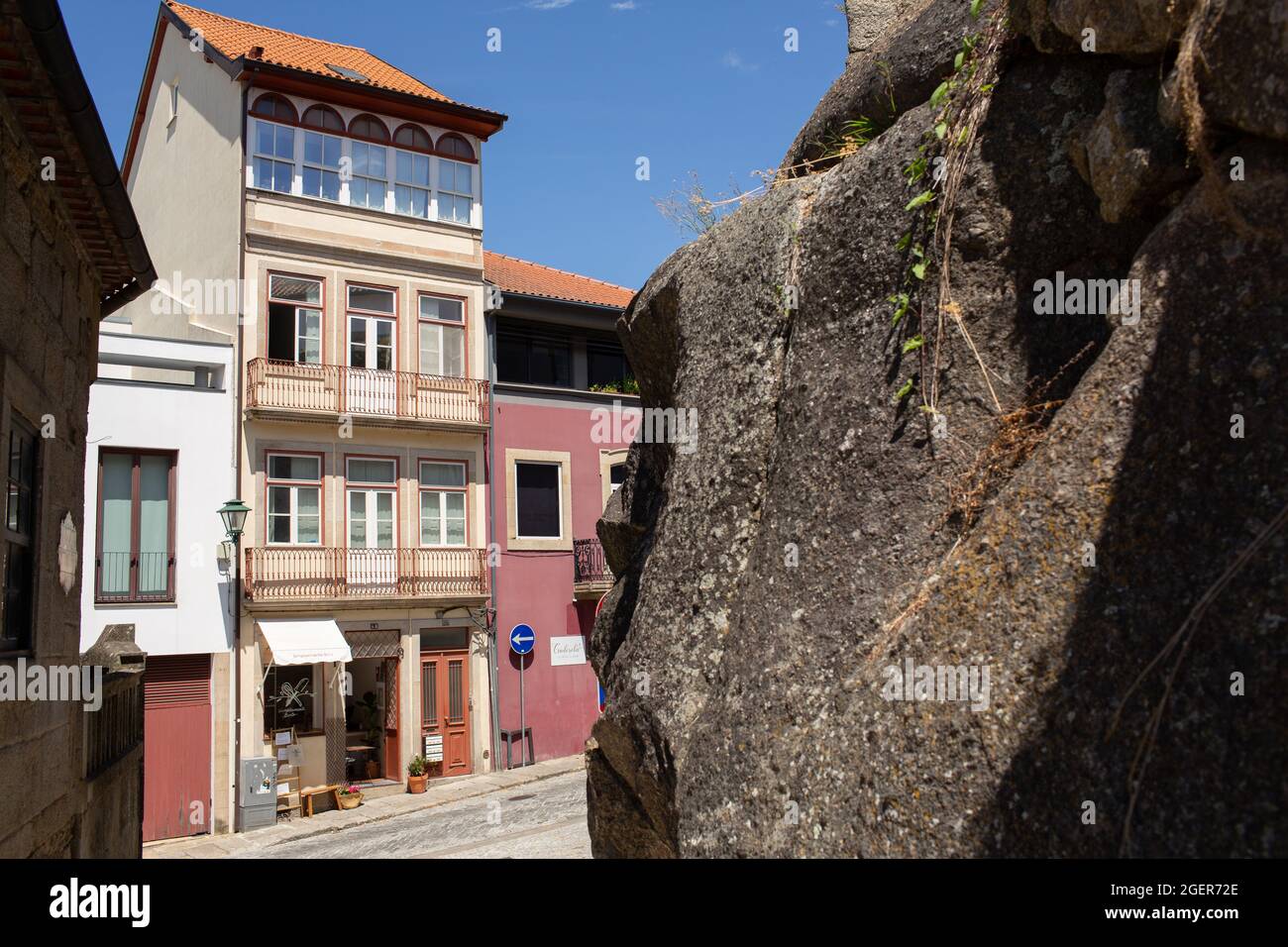Viseu, Portugal - July 31, 2021: one of the streets in the old town Stock Photo