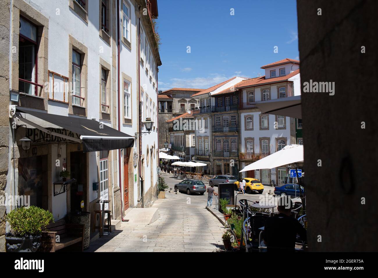 Viseu, Portugal - July 31, 2021: one of the streets in the old town of Viseu. Stock Photo