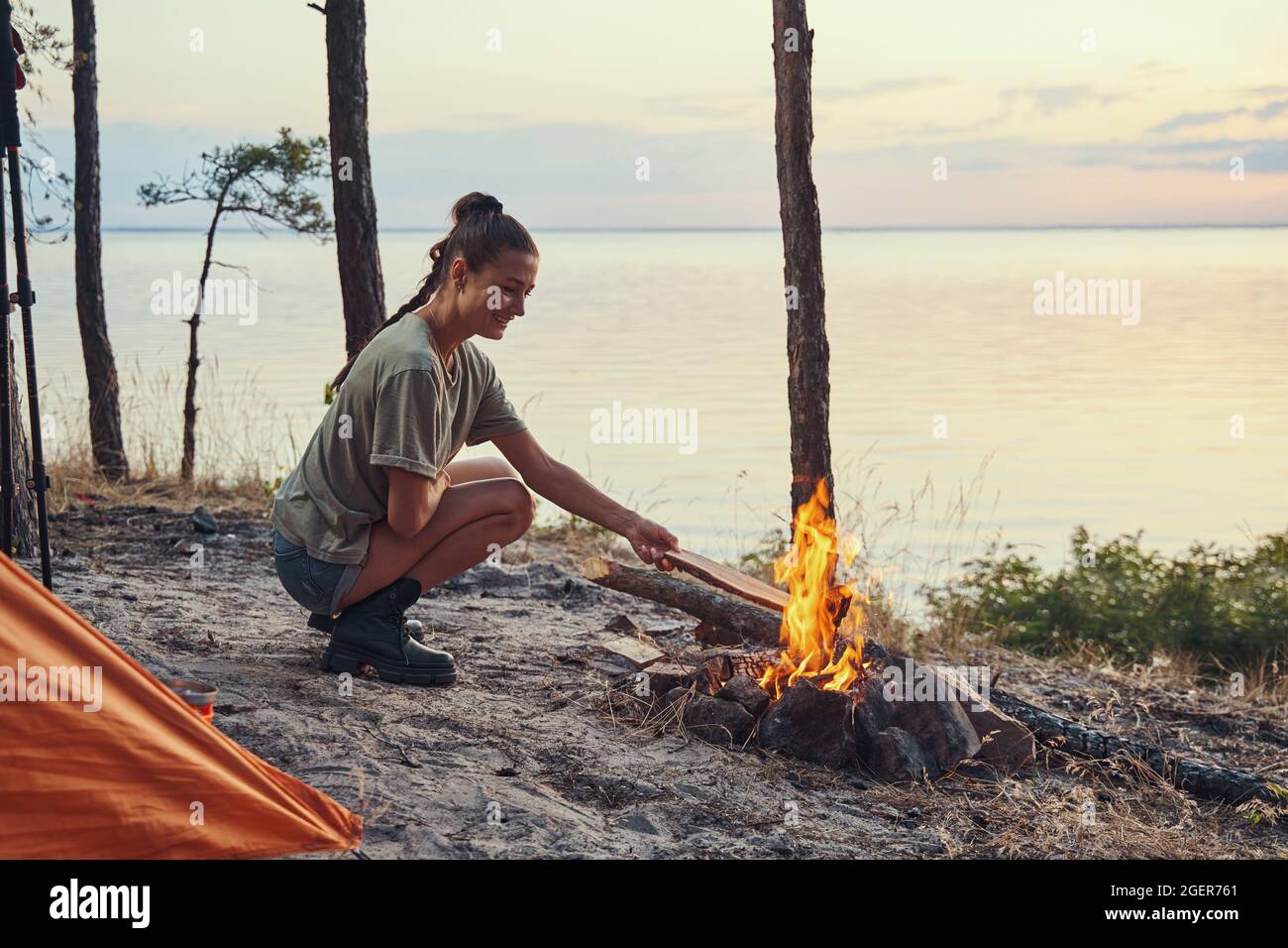 Female hiker sitting branch hi-res stock photography and images - Alamy