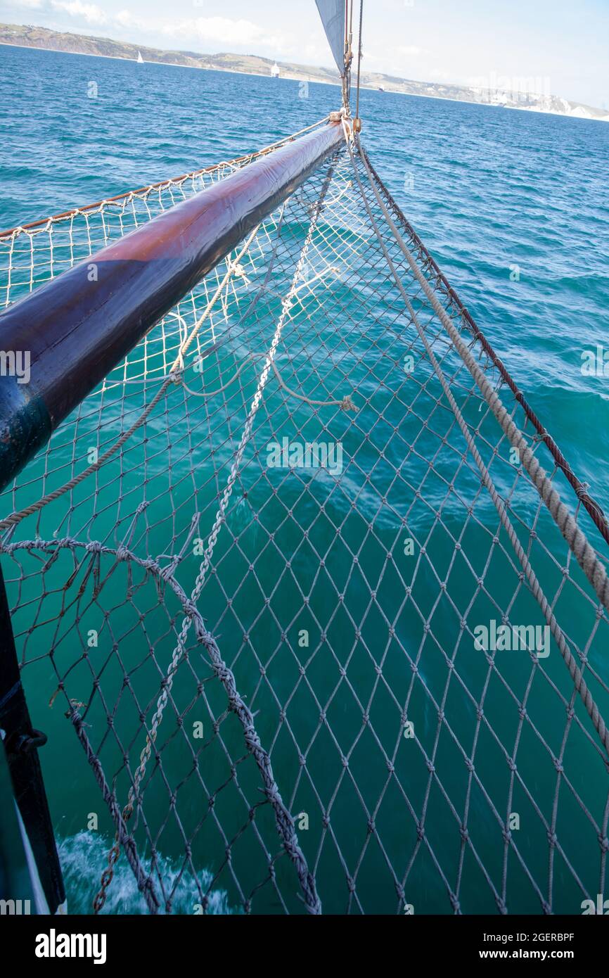 The bowsprit of a sailing vessel is a spar extending forward from the