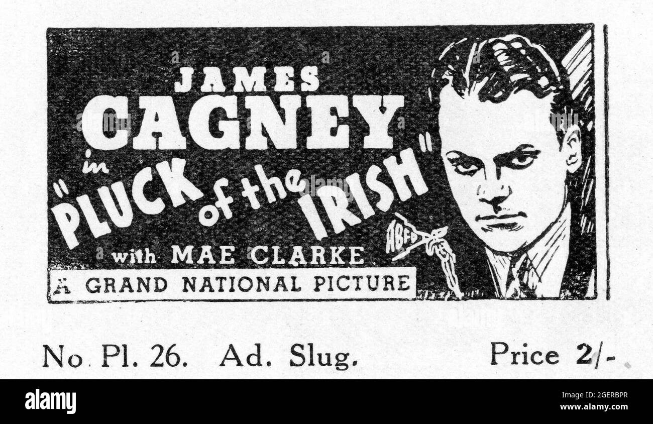JAMES CAGNEY in GREAT GUY aka PLUCK OF THE IRISH (in UK) 1936 director JOHN G. BLYSTONE from the Johnnie Cave Stories by James Edward Grant Zion Meyers Productions / Grand National Pictures /  Associated British Film Distributors (A.B.F.D.) (in UK) Stock Photo