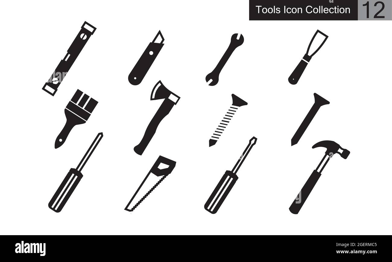 Construction tools icon set simple style vector image Stock Vector