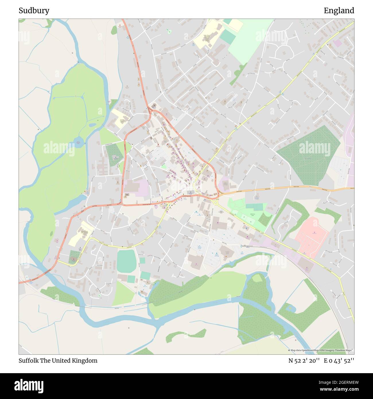 Street Map Of Sudbury Suffolk Sudbury, Suffolk, United Kingdom, England, N 52 2' 20'', E 0 43' 52'', Map,  Timeless Map Published In 2021. Travelers, Explorers And Adventurers Like  Florence Nightingale, David Livingstone, Ernest Shackleton, Lewis And