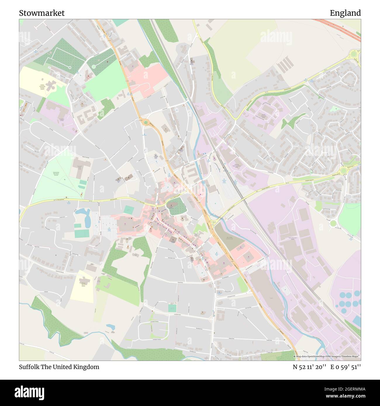 Map Of Stowmarket Suffolk Stowmarket, Suffolk, United Kingdom, England, N 52 11' 20'', E 0 59' 51'',  Map, Timeless Map Published In 2021. Travelers, Explorers And Adventurers  Like Florence Nightingale, David Livingstone, Ernest Shackleton, Lewis And