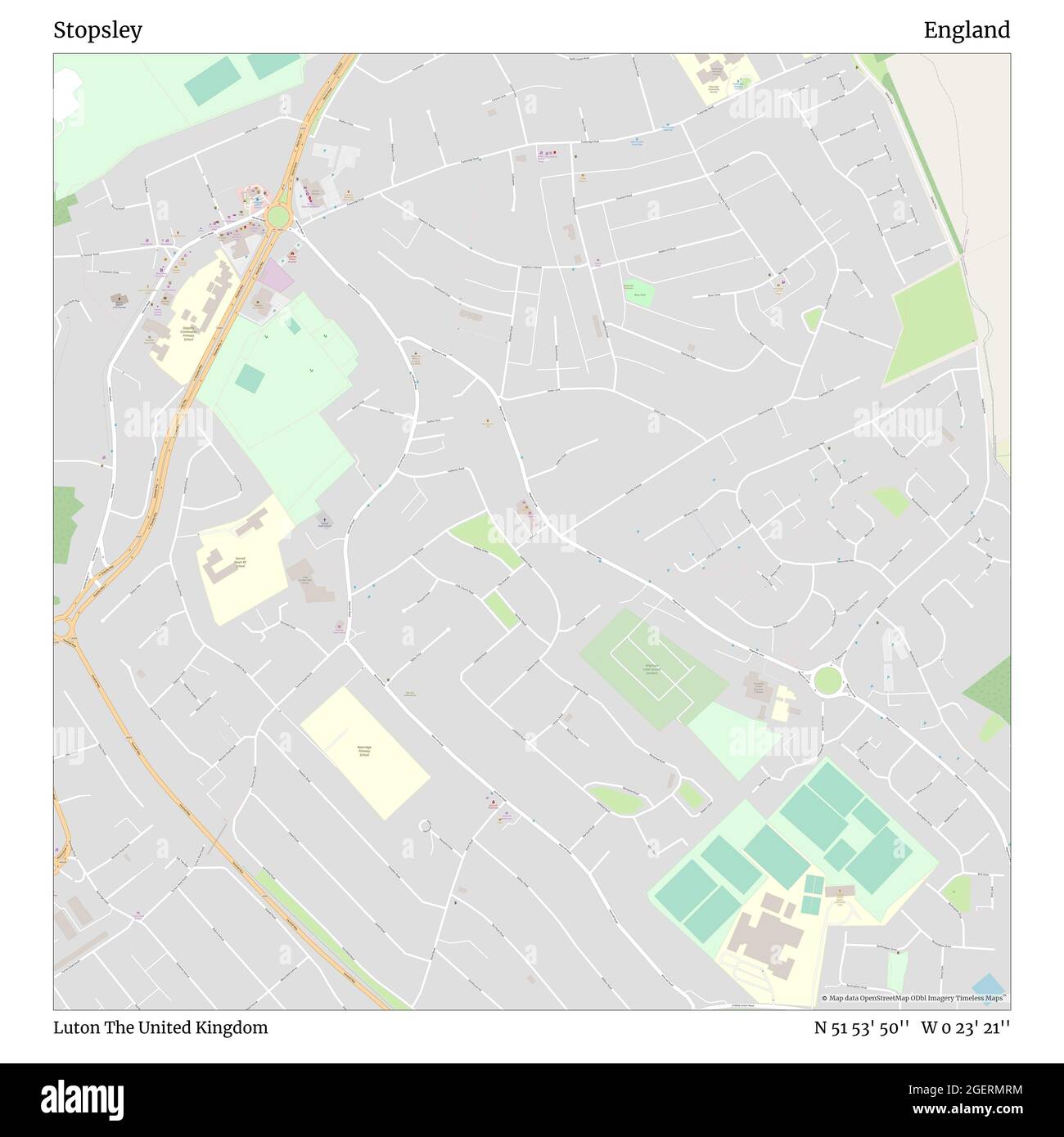 Stopsley, Luton, United Kingdom, England, N 51 53' 50'', W 0 23' 21'', map, Timeless Map