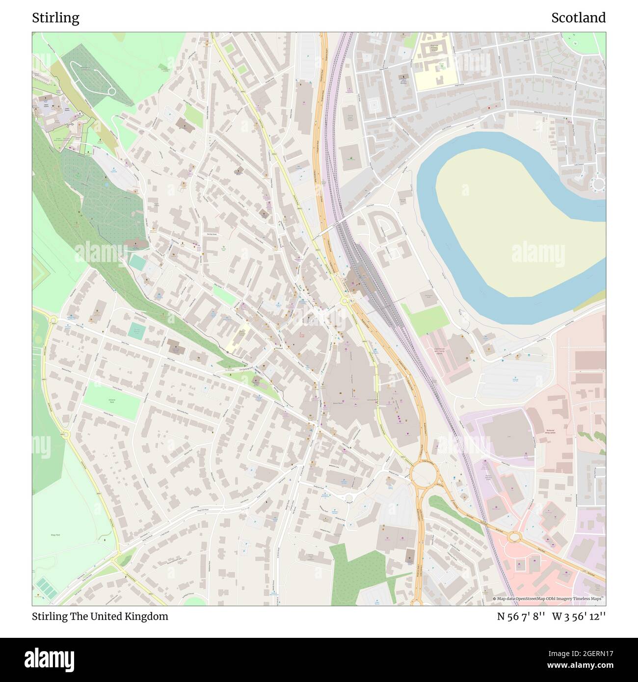 Street Map Of Stirling Stirling, Stirling, United Kingdom, Scotland, N 56 7' 8'', W 3 56' 12'', Map,  Timeless Map Published In 2021. Travelers, Explorers And Adventurers Like  Florence Nightingale, David Livingstone, Ernest Shackleton, Lewis And