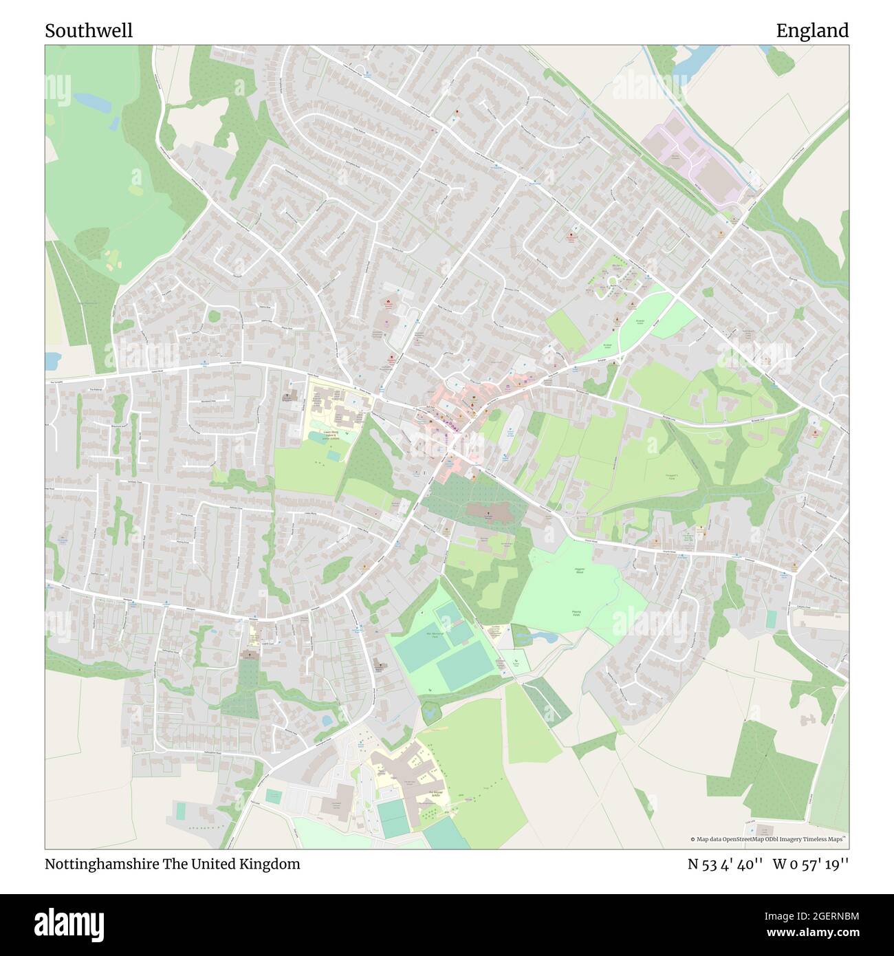 Map Of Southwell Notts Southwell, Nottinghamshire, United Kingdom, England, N 53 4' 40'', W 0 57'  19'', Map, Timeless Map Published In 2021. Travelers, Explorers And  Adventurers Like Florence Nightingale, David Livingstone, Ernest  Shackleton, Lewis And