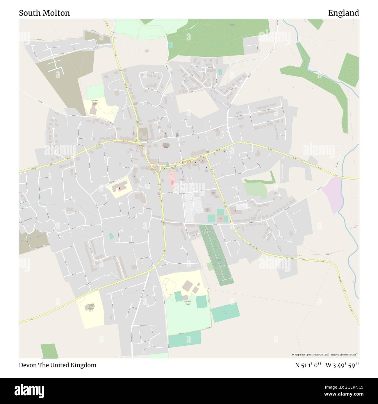 South Molton Devon Map South Molton, Devon, United Kingdom, England, N 51 1' 0'', W 3 49' 59'', Map,  Timeless Map Published In 2021. Travelers, Explorers And Adventurers Like  Florence Nightingale, David Livingstone, Ernest Shackleton, Lewis