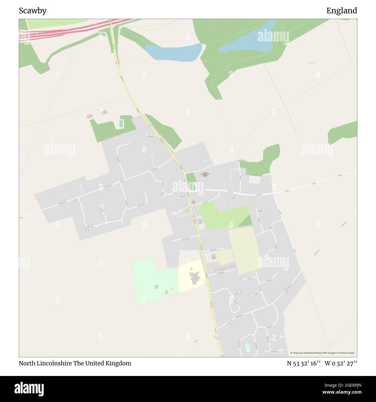 Scawby, North Lincolnshire, United Kingdom, England, N 53 32' 16'', W 0 32' 27'', map, Timeless Map published in 2021. Travelers, explorers and adventurers like Florence Nightingale, David Livingstone, Ernest Shackleton, Lewis and Clark and Sherlock Holmes relied on maps to plan travels to the world's most remote corners, Timeless Maps is mapping most locations on the globe, showing the achievement of great dreams Stock Photo
