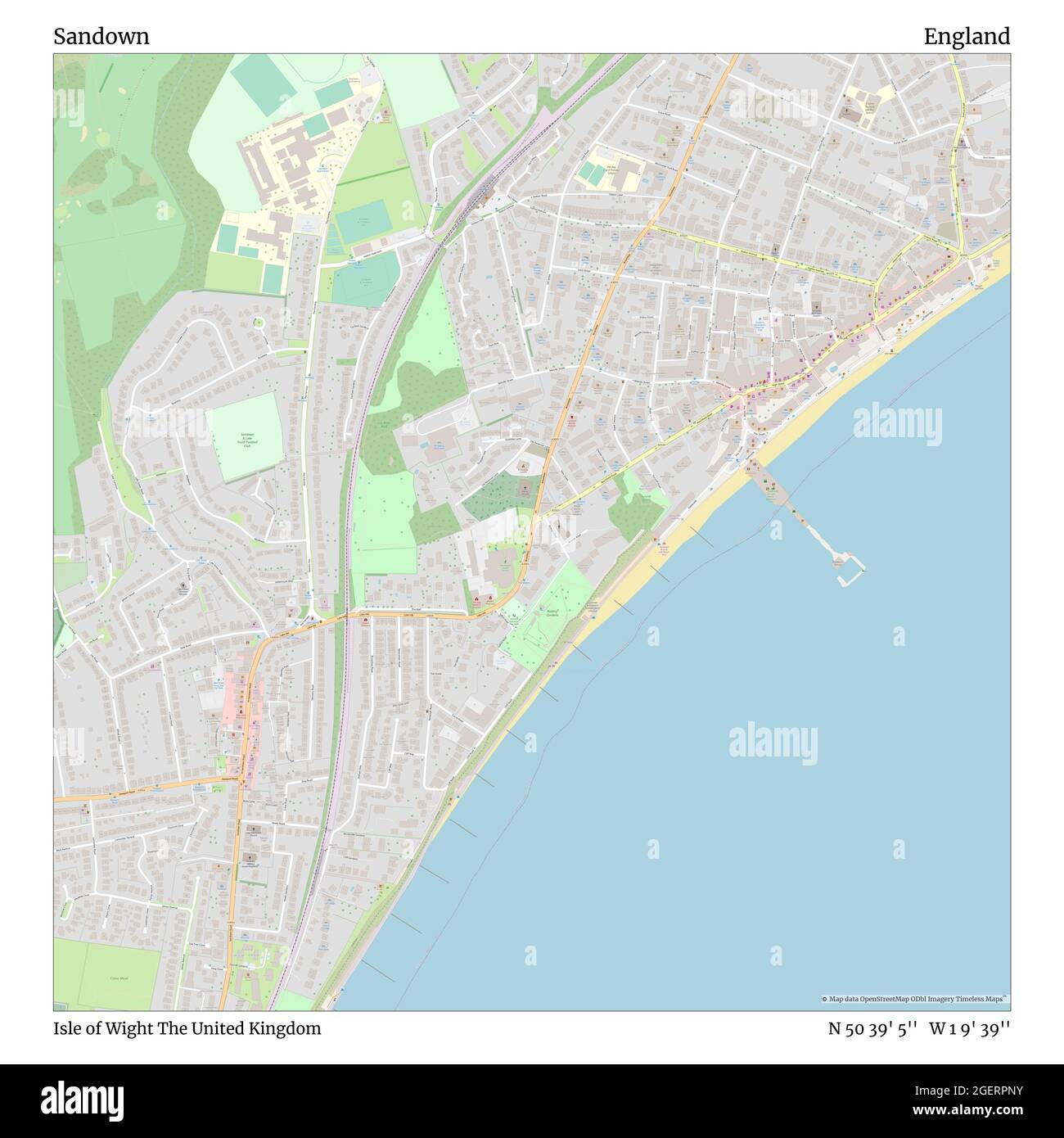 Map Of Felixstowe Seafront Sandown, Isle Of Wight, United Kingdom, England, N 50 39' 5'', W 1 9' 39'',  Map, Timeless Map Published In 2021. Travelers, Explorers And Adventurers  Like Florence Nightingale, David Livingstone, Ernest Shackleton,