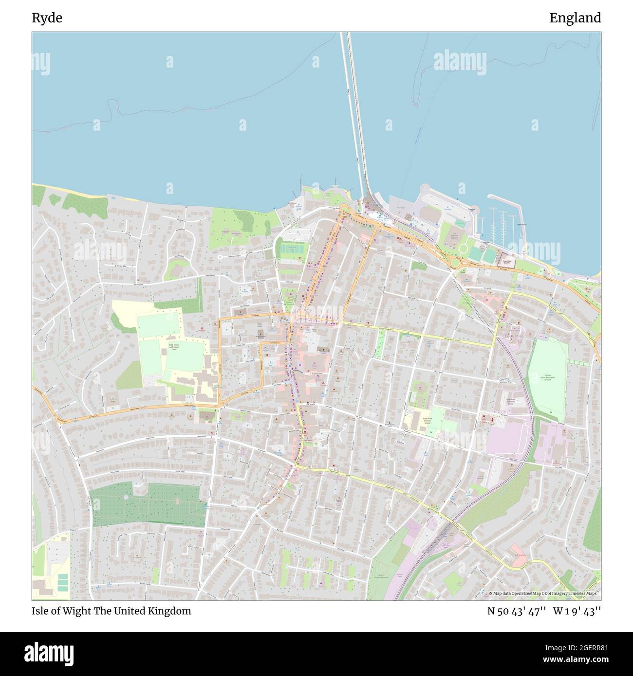 Ryde Isle Of Wight Map Ryde, Isle Of Wight, United Kingdom, England, N 50 43' 47'', W 1 9' 43'',  Map, Timeless Map Published In 2021. Travelers, Explorers And Adventurers  Like Florence Nightingale, David Livingstone, Ernest Shackleton,