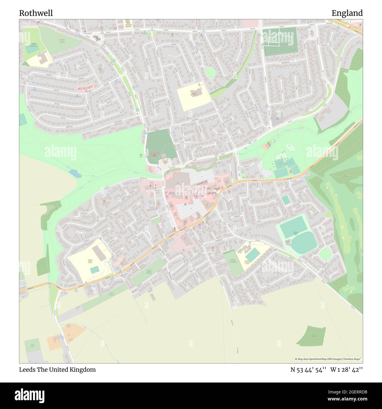 Rothwell, Leeds, United Kingdom, England, N 53 44' 54'', W 1 28' 42'', map, Timeless Map published in 2021. Travelers, explorers and adventurers like Florence Nightingale, David Livingstone, Ernest Shackleton, Lewis and Clark and Sherlock Holmes relied on maps to plan travels to the world's most remote corners, Timeless Maps is mapping most locations on the globe, showing the achievement of great dreams Stock Photo