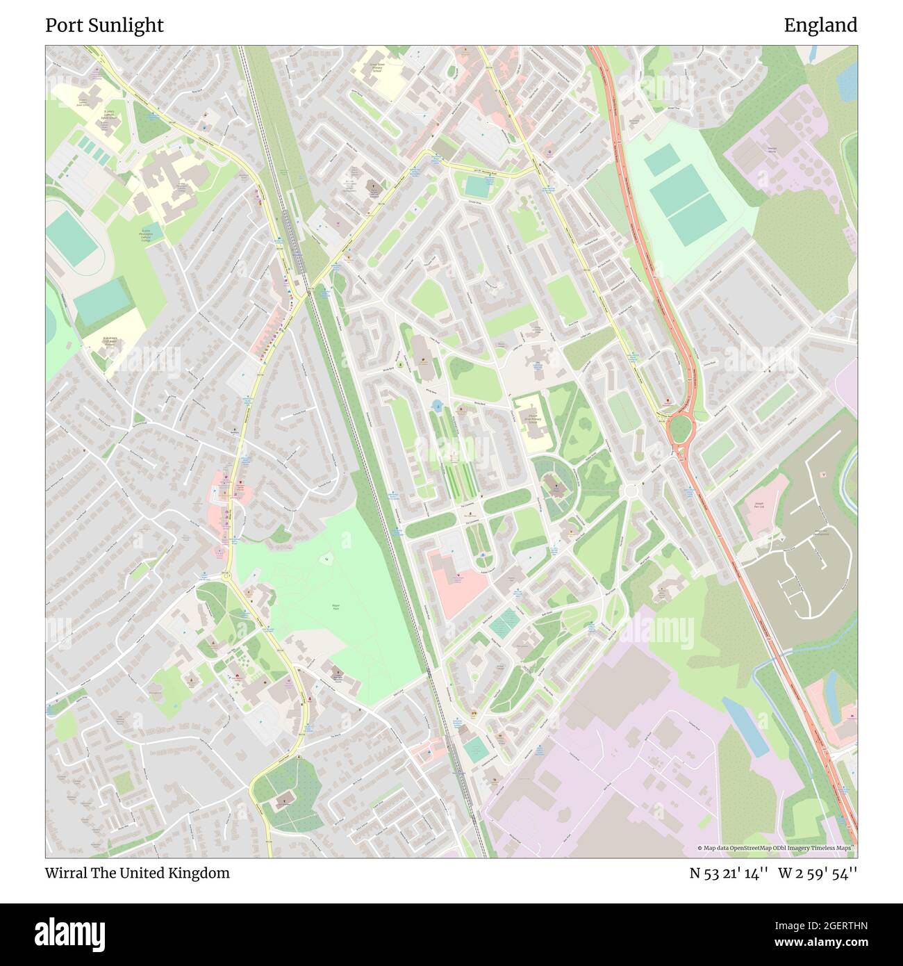 Port Sunlight, Wirral, United Kingdom, England, N 53 21' 14'', W 2 59'  54'', map, Timeless Map published in 2021. Travelers, explorers and  adventurers like Florence Nightingale, David Livingstone, Ernest  Shackleton, Lewis