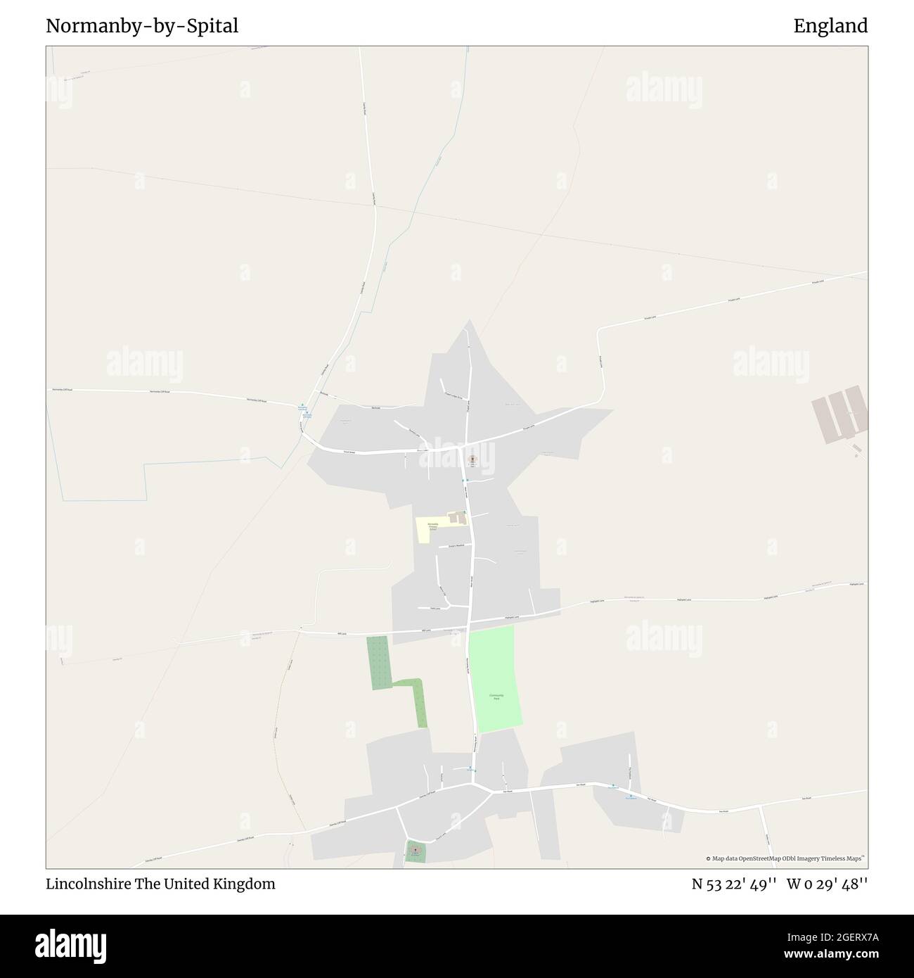 Normanby-by-Spital, Lincolnshire, United Kingdom, England, N 53 22' 49'', W 0 29' 48'', map, Timeless Map published in 2021. Travelers, explorers and adventurers like Florence Nightingale, David Livingstone, Ernest Shackleton, Lewis and Clark and Sherlock Holmes relied on maps to plan travels to the world's most remote corners, Timeless Maps is mapping most locations on the globe, showing the achievement of great dreams Stock Photo