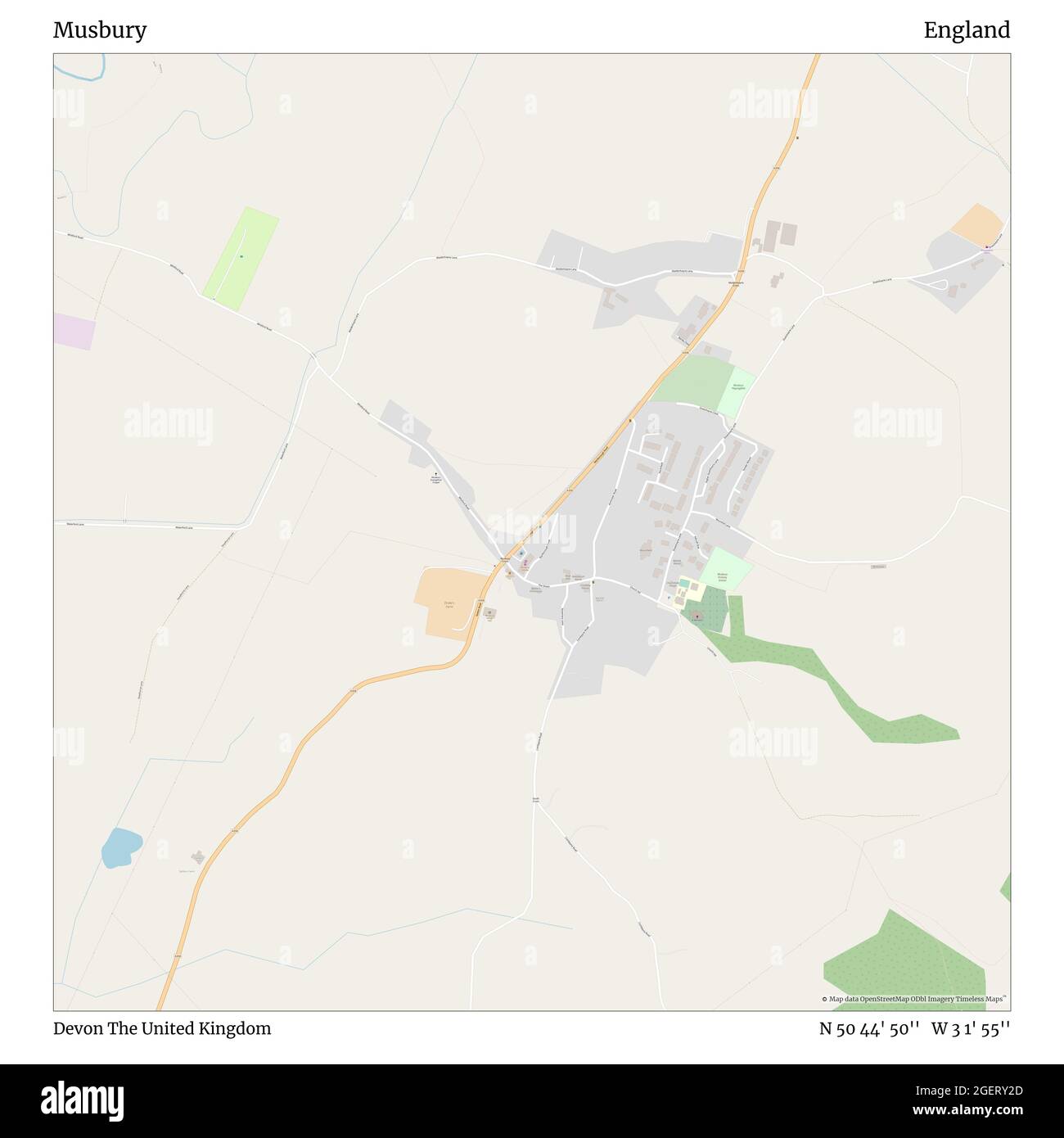 Musbury, Devon, United Kingdom, England, N 50 44' 50'', W 3 1' 55'', map, Timeless Map published