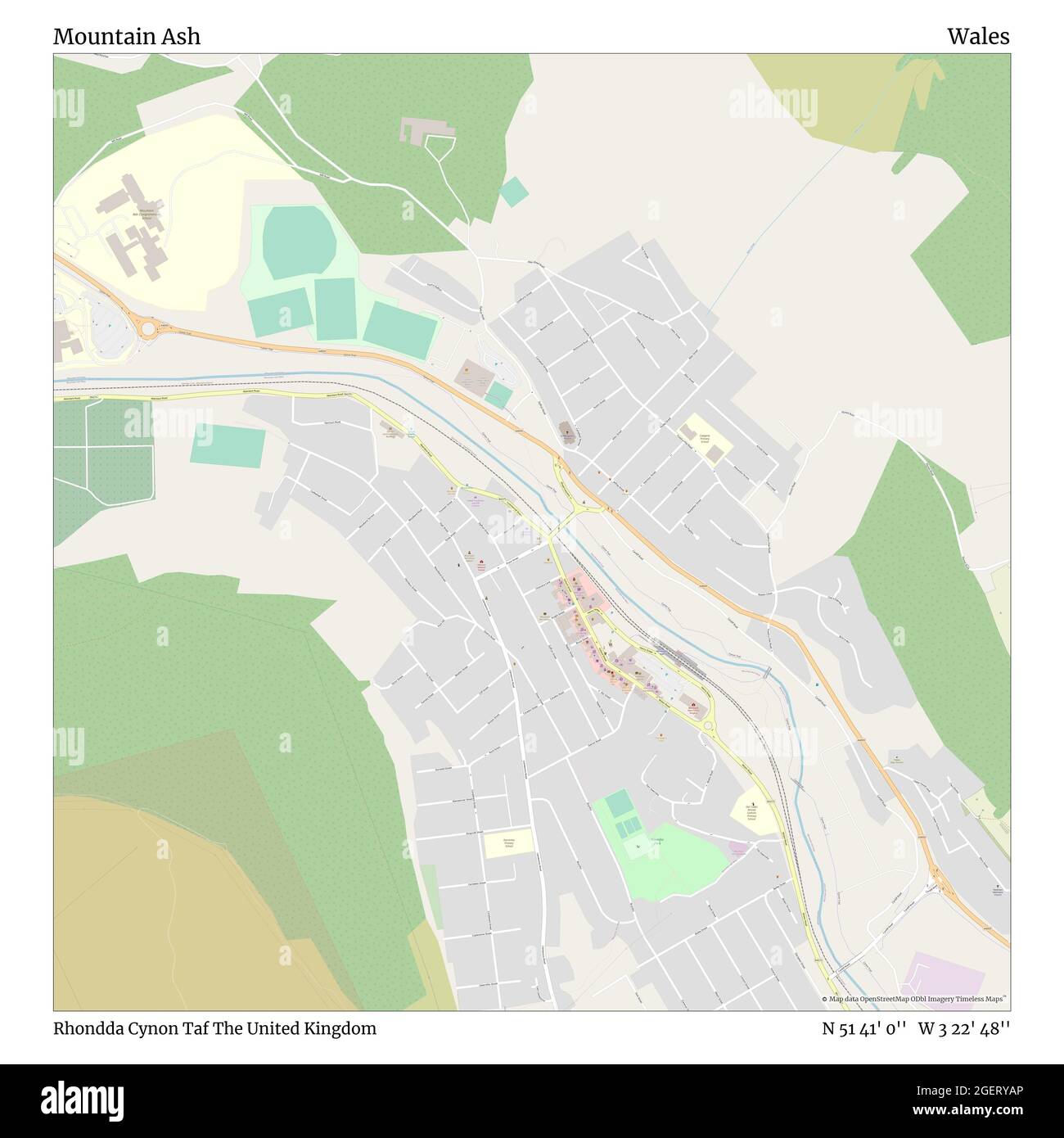 Mountain Ash Wales Map Mountain Ash, Rhondda Cynon Taf, United Kingdom, Wales, N 51 41' 0'', W 3  22' 48'', Map, Timeless Map Published In 2021. Travelers, Explorers And  Adventurers Like Florence Nightingale, David Livingstone, Ernest