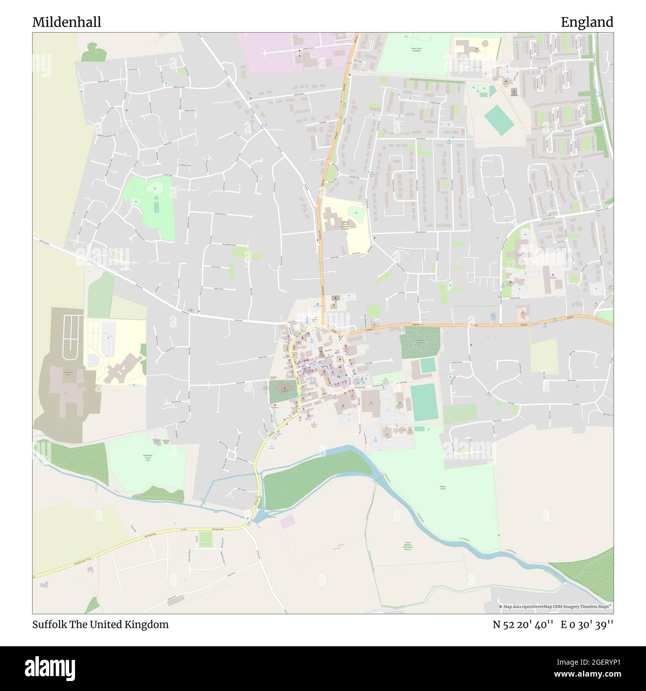Map Of Mildenhall Suffolk Mildenhall, Suffolk, United Kingdom, England, N 52 20' 40'', E 0 30' 39'',  Map, Timeless Map Published In 2021. Travelers, Explorers And Adventurers  Like Florence Nightingale, David Livingstone, Ernest Shackleton, Lewis And